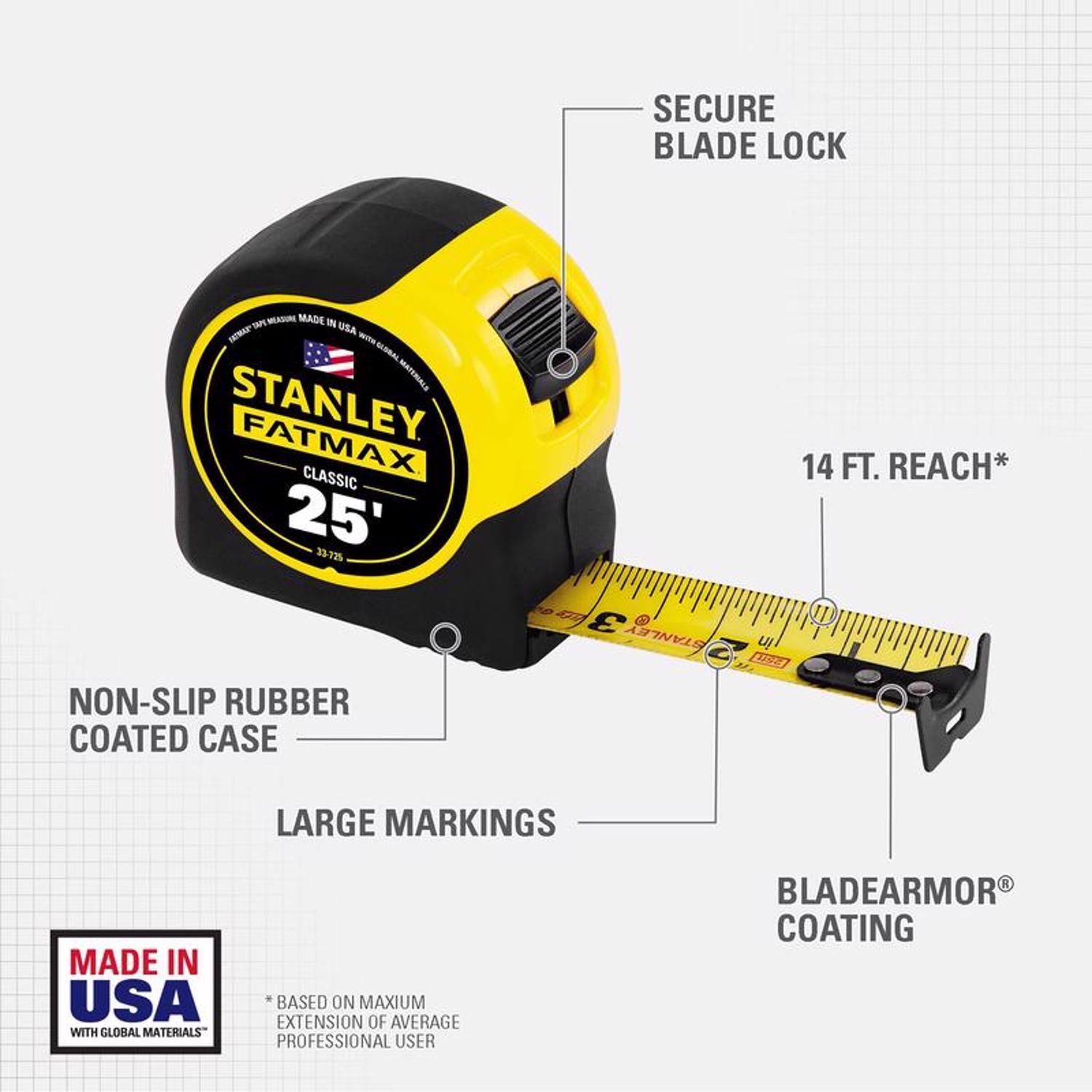 STANLEY FatMax 25 ft. L X 1.25 in. W Tape Measure 1 pk