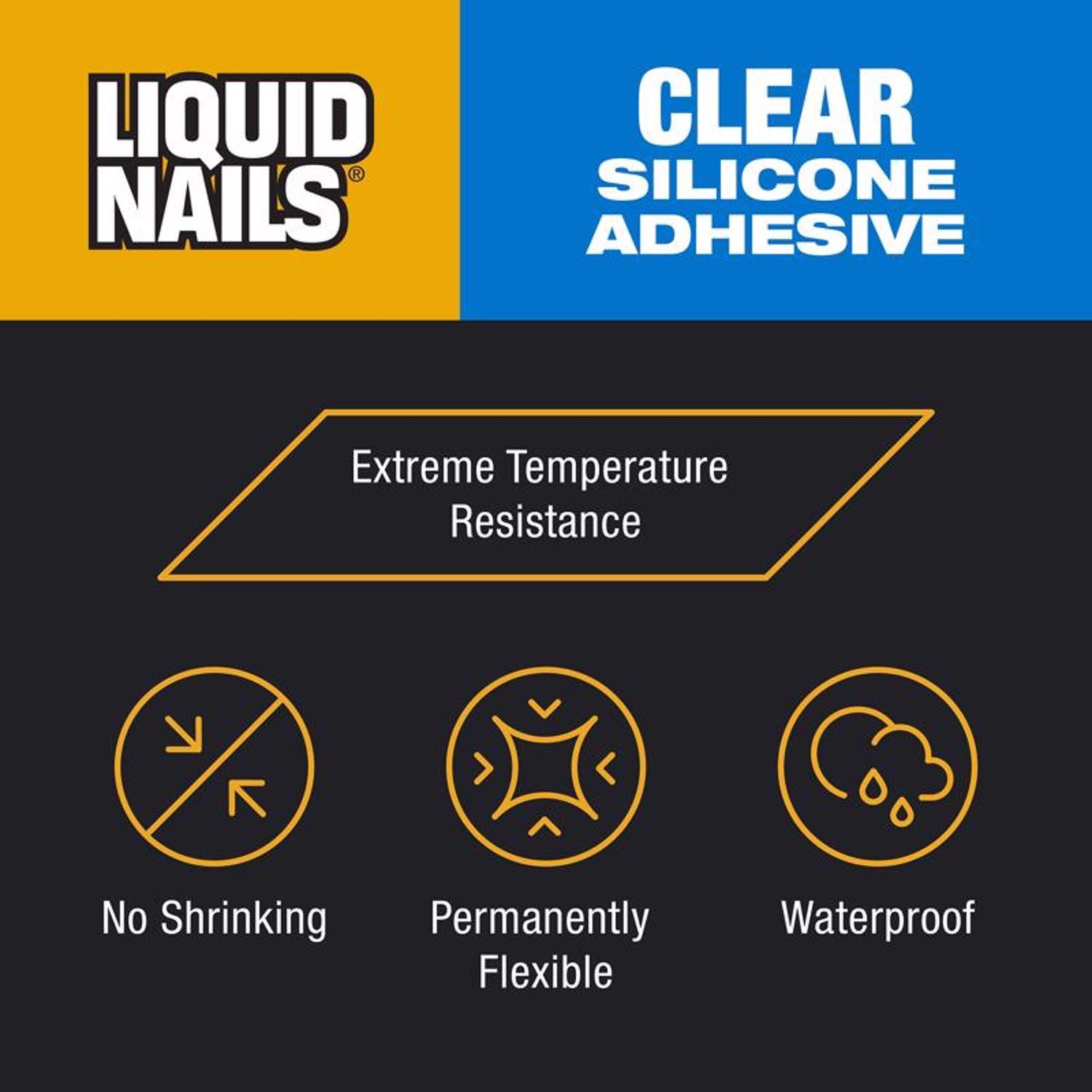 Liquid Nails Clear Small Projects High Strength Silicone Clear Adhesive 2.5 oz