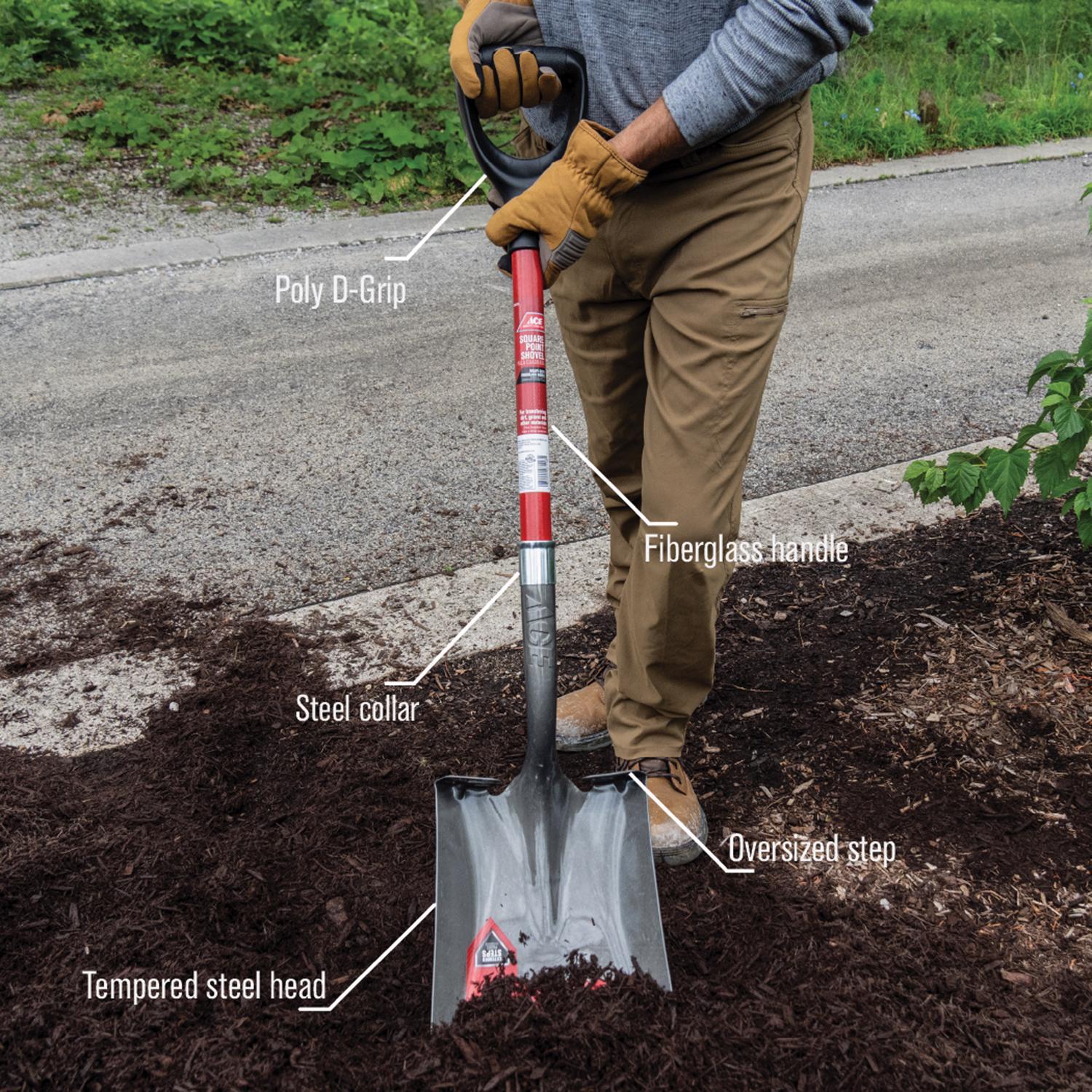 Ace 40 in. Steel Square Transfer Shovel Fiberglass Handle