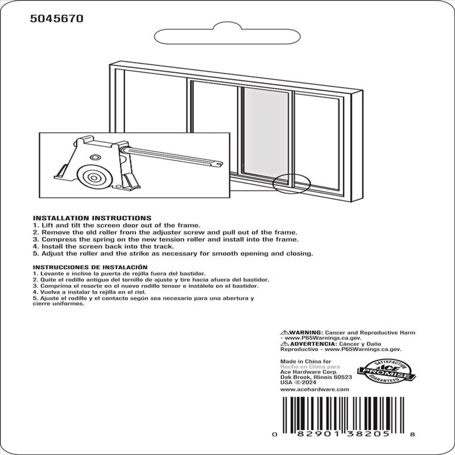 Ace White Plastic/Steel Sliding Screen Door Roller Assembly 1 Pack