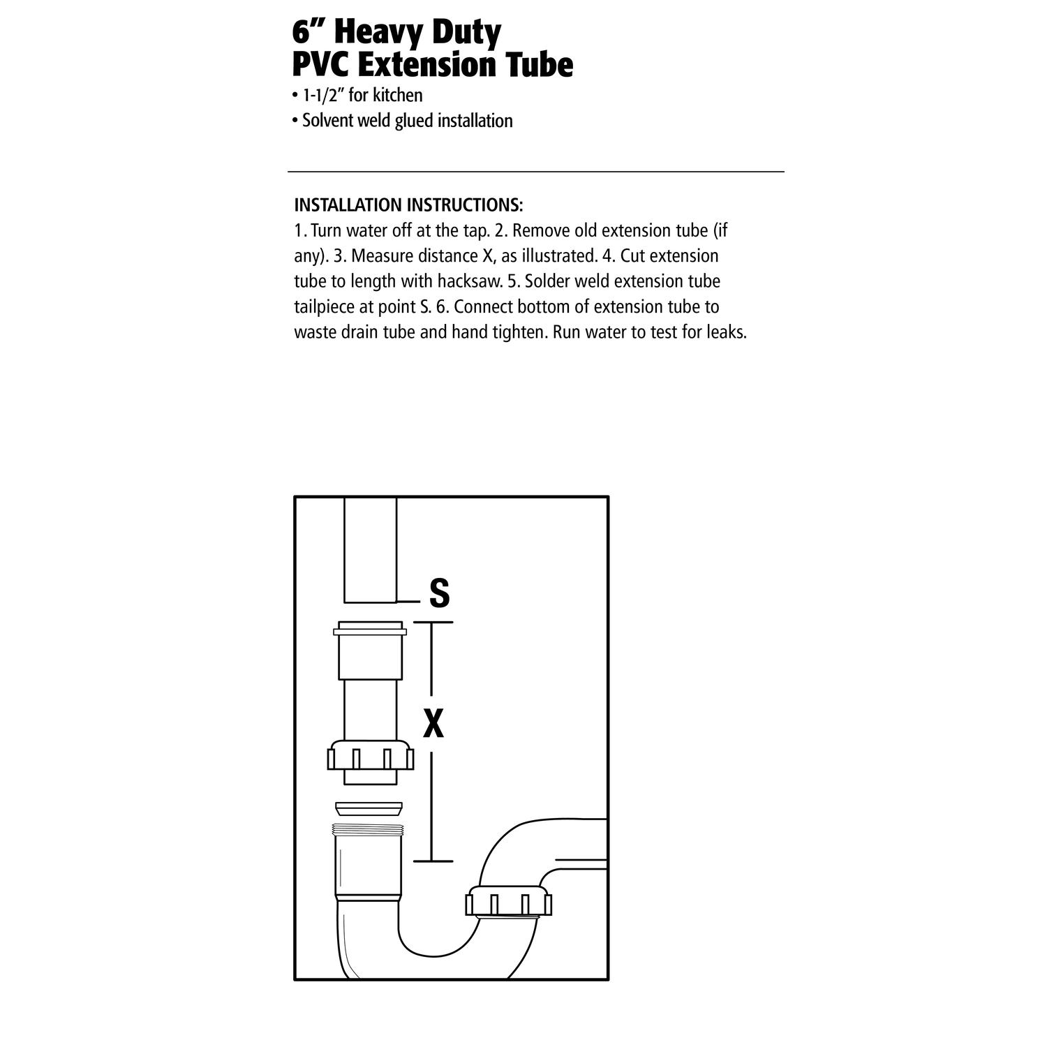Ace 1-1/2 in. D X 6 in. L Polypropylene Extension Tube