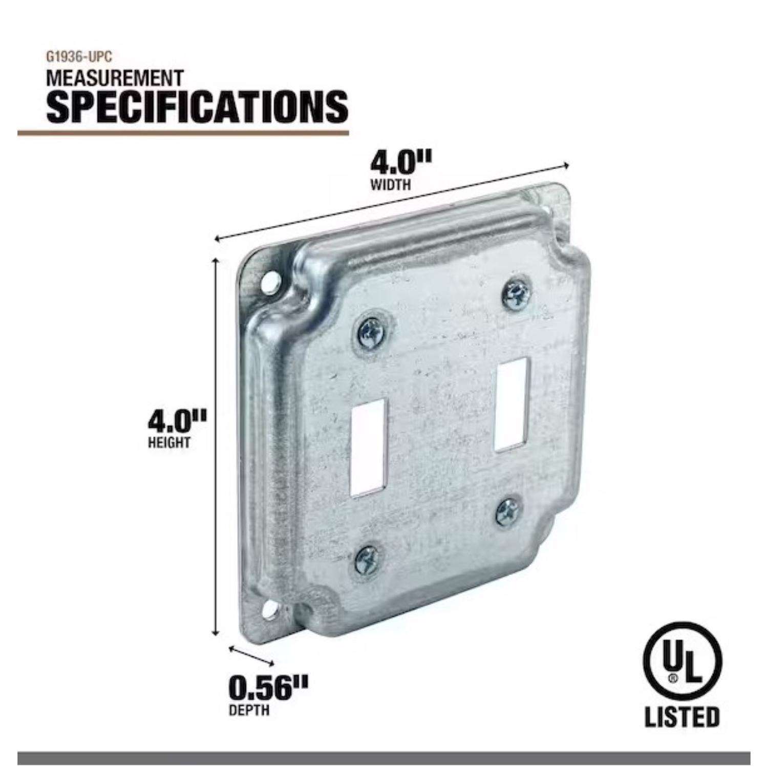 Southwire Square Steel 2 gang 4 in. H X 4 in. W Box Cover