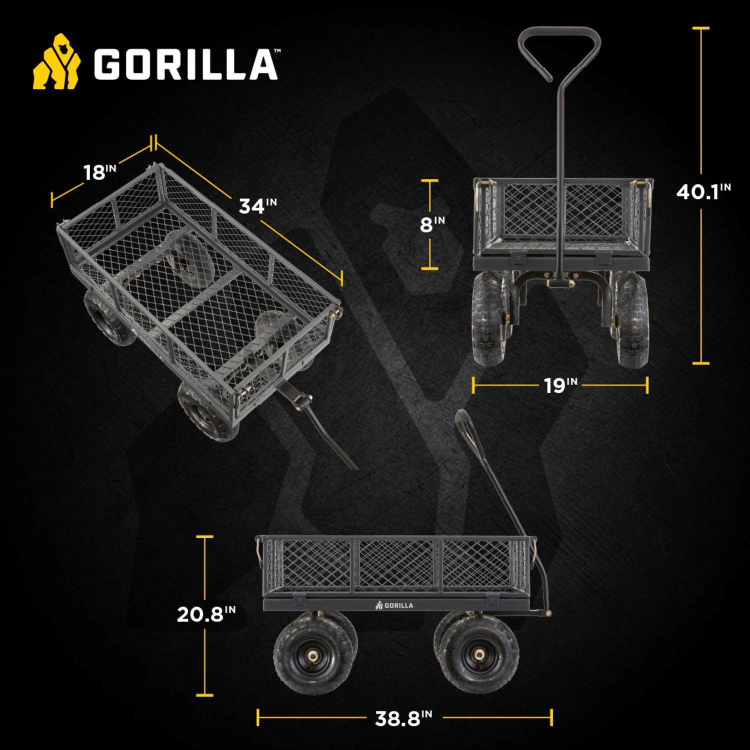 Gorilla Carts Steel Utility Cart 600 lb. cap.