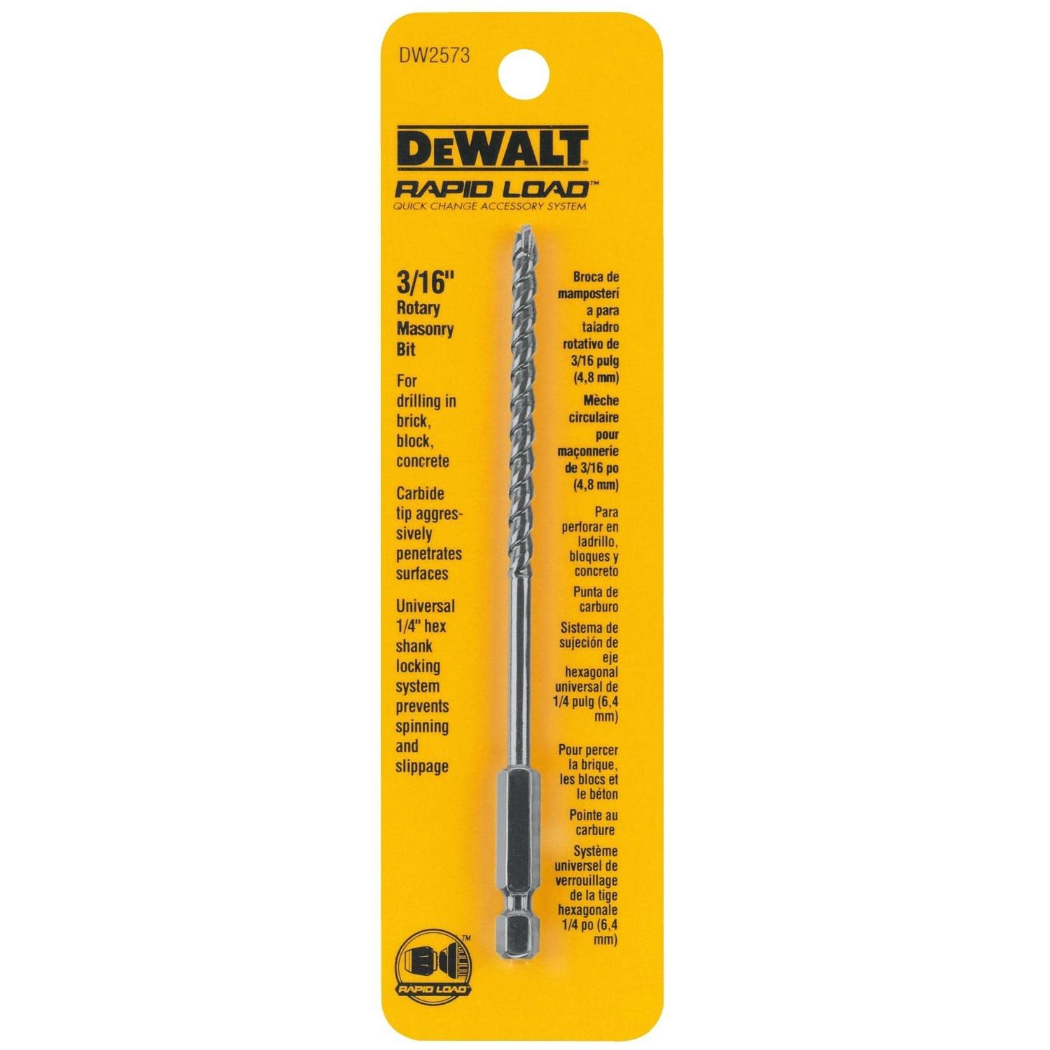DEWALT 3/16 in. X 6 in. L Carbide Tipped Drill Bit Hex Shank 1 pc