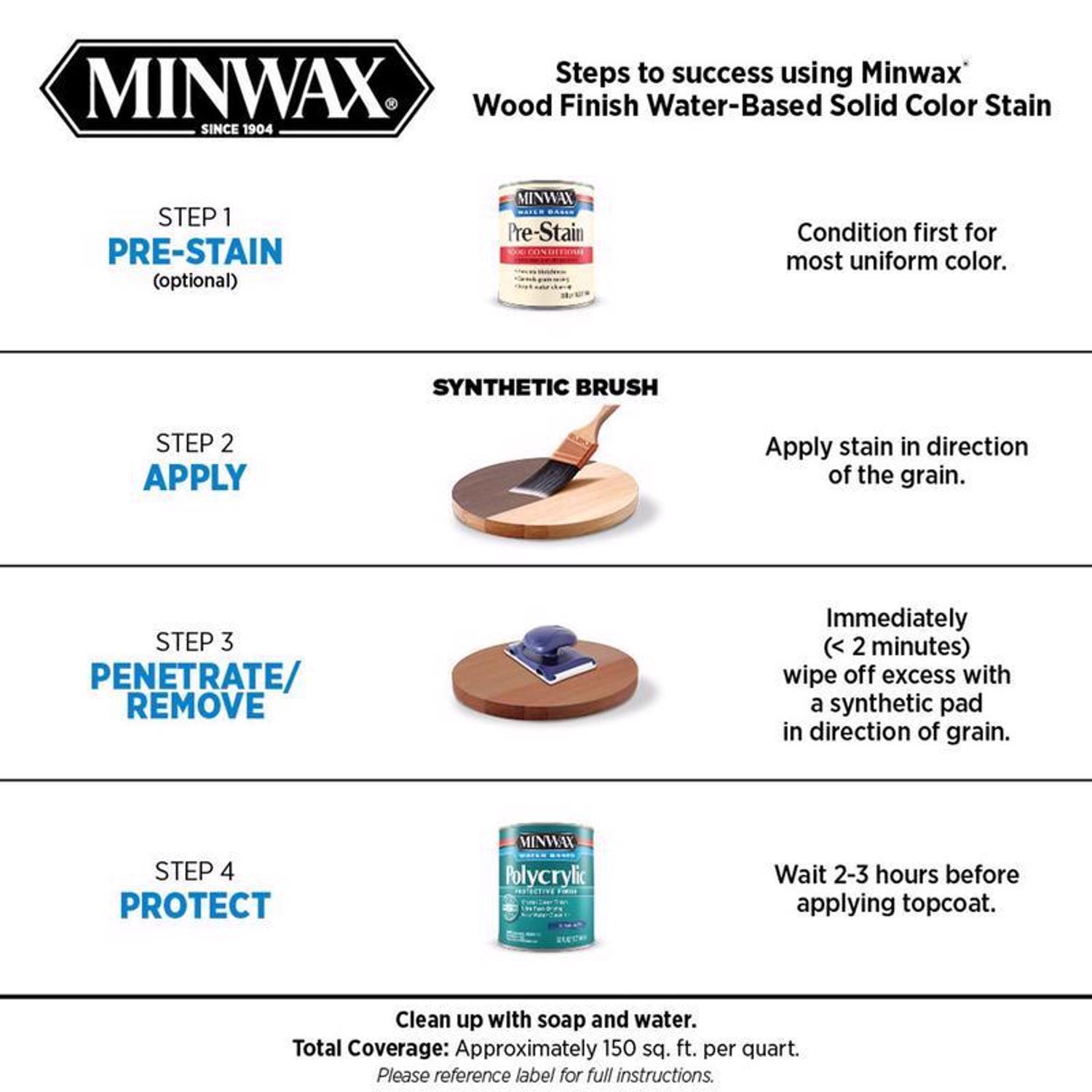 Minwax Wood Finish Water-Based Solid Clear Tint Base Wood Stain 1 qt