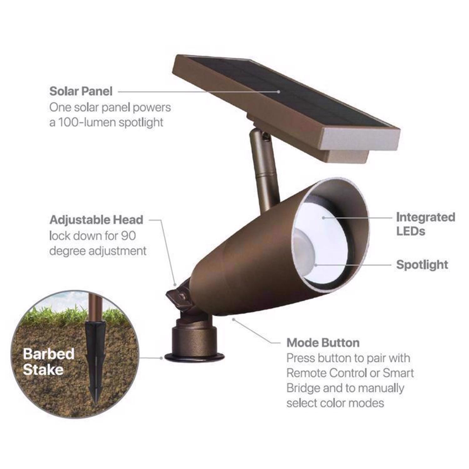 Feit OneSync Bronze Solar Powered/Remote 100 W LED Spotlight 2 pk