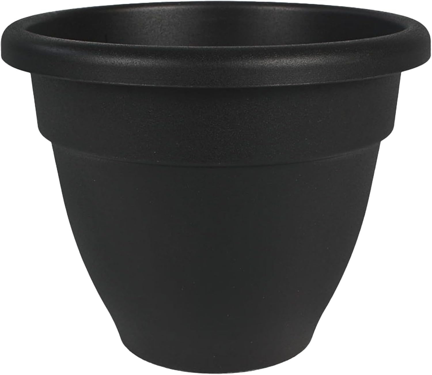 The HC Companies Caribbean Planter Pot - Outdoor & Indoor Plant Pot with Drainage Hole & Plug - Rolled Rim Plastic Pots for Plants & Flowers - Decorative Plant Pot (10 in. Black, Pack of 1)