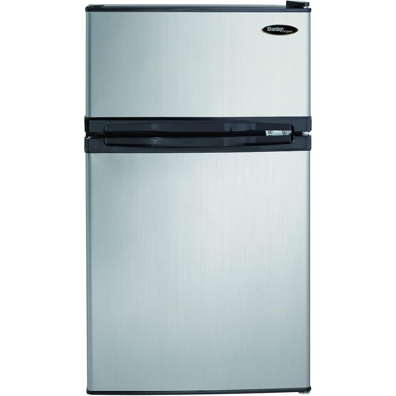 Danby Designer 3.1 Cu.Ft. Compact Refrigerator with Freezer, Stainless Steel