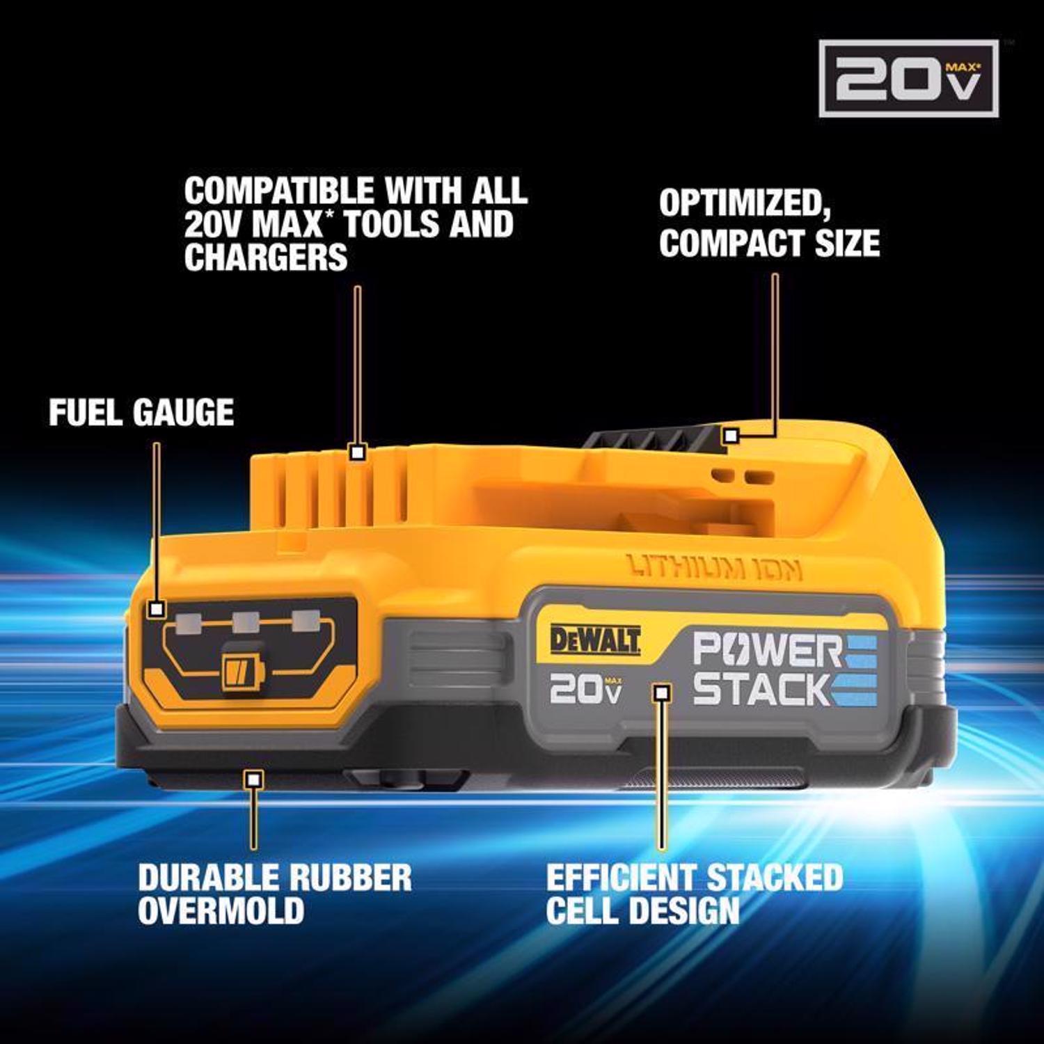 DeWalt 20V MAX POWERSTACK DCBP034-2 1.7 Ah Lithium-Ion Compact Battery 2 pc