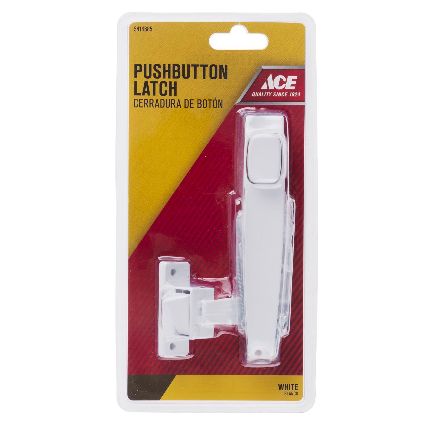 Ace Bare White Steel Push Button Latch 1 pk