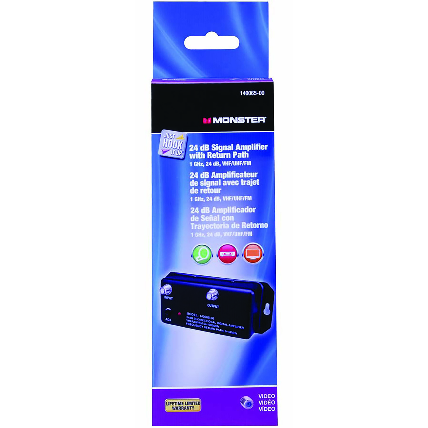 Monster Just Hook It Up 0 ft. L Signal Amplifier with Return Path AWG