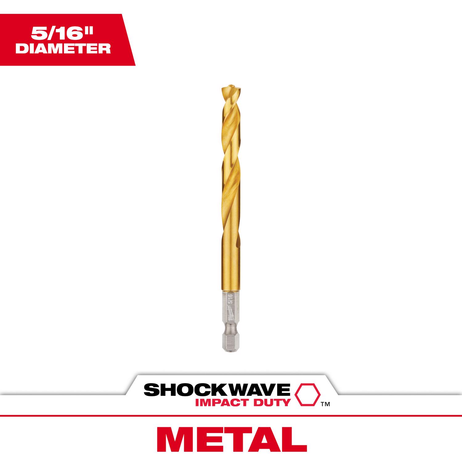 Milwaukee Shockwave 5/16 in. X 4.37 in. L Titanium Red Helix Drill Bit 1 pc