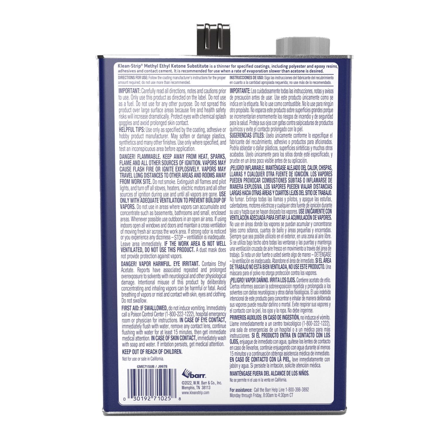 Klean Strip Methyl Ethyl Ketone Substitute Specialty Thinner 1 gal