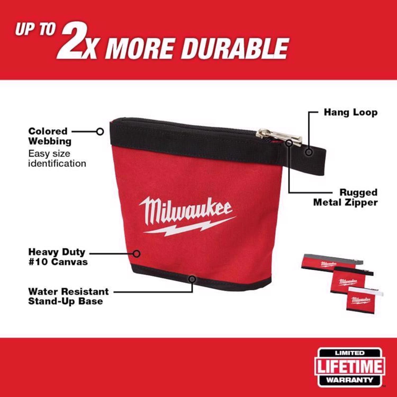 Milwaukee 3.13 in. W X 1.38 in. H Canvas Multi-Size Zippered Bag Assortment 1 pocket Red 3 pc