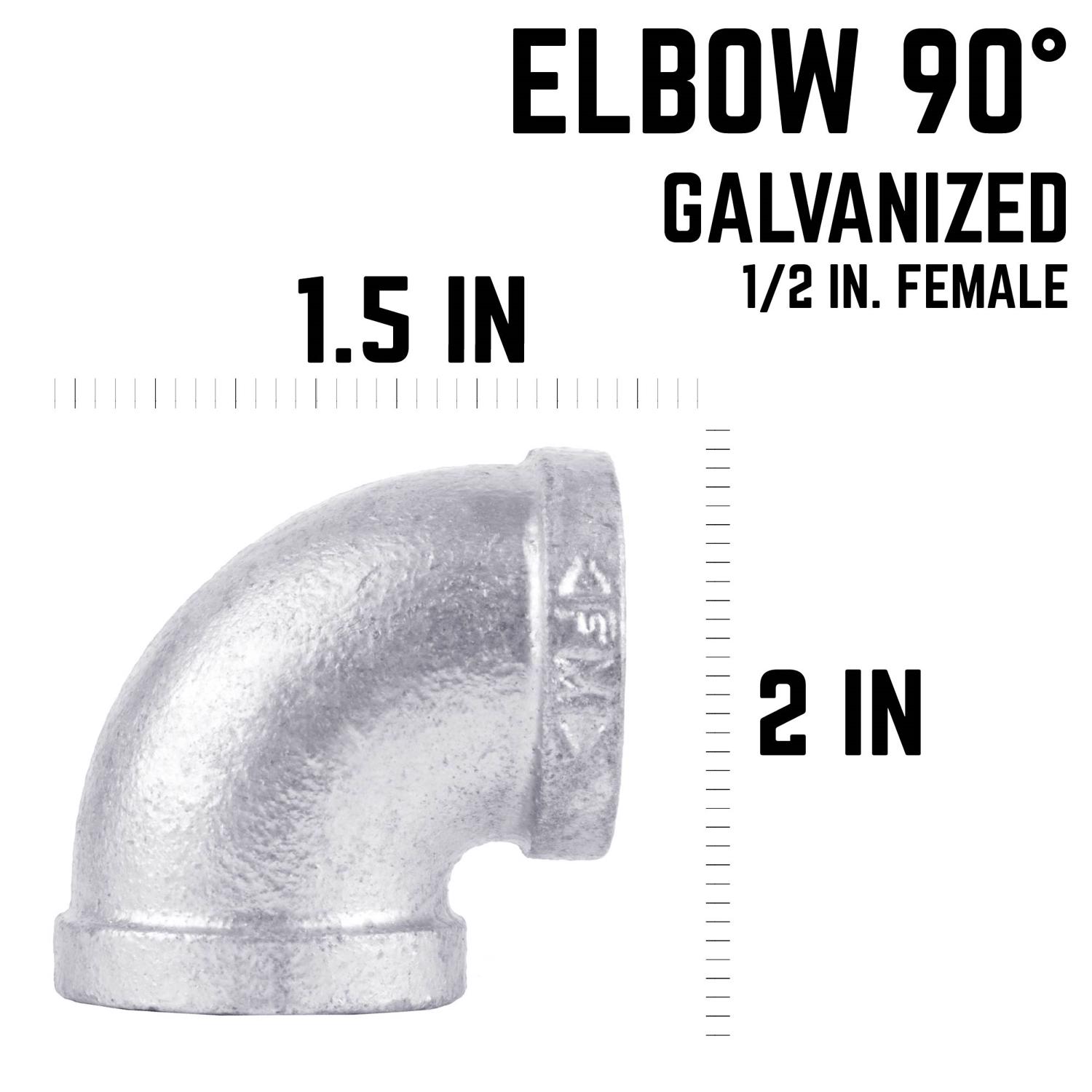 STZ Industries 1/2 in. FIP each X 1/2 in. D FIP Galvanized Malleable Iron 90 Degree Elbow