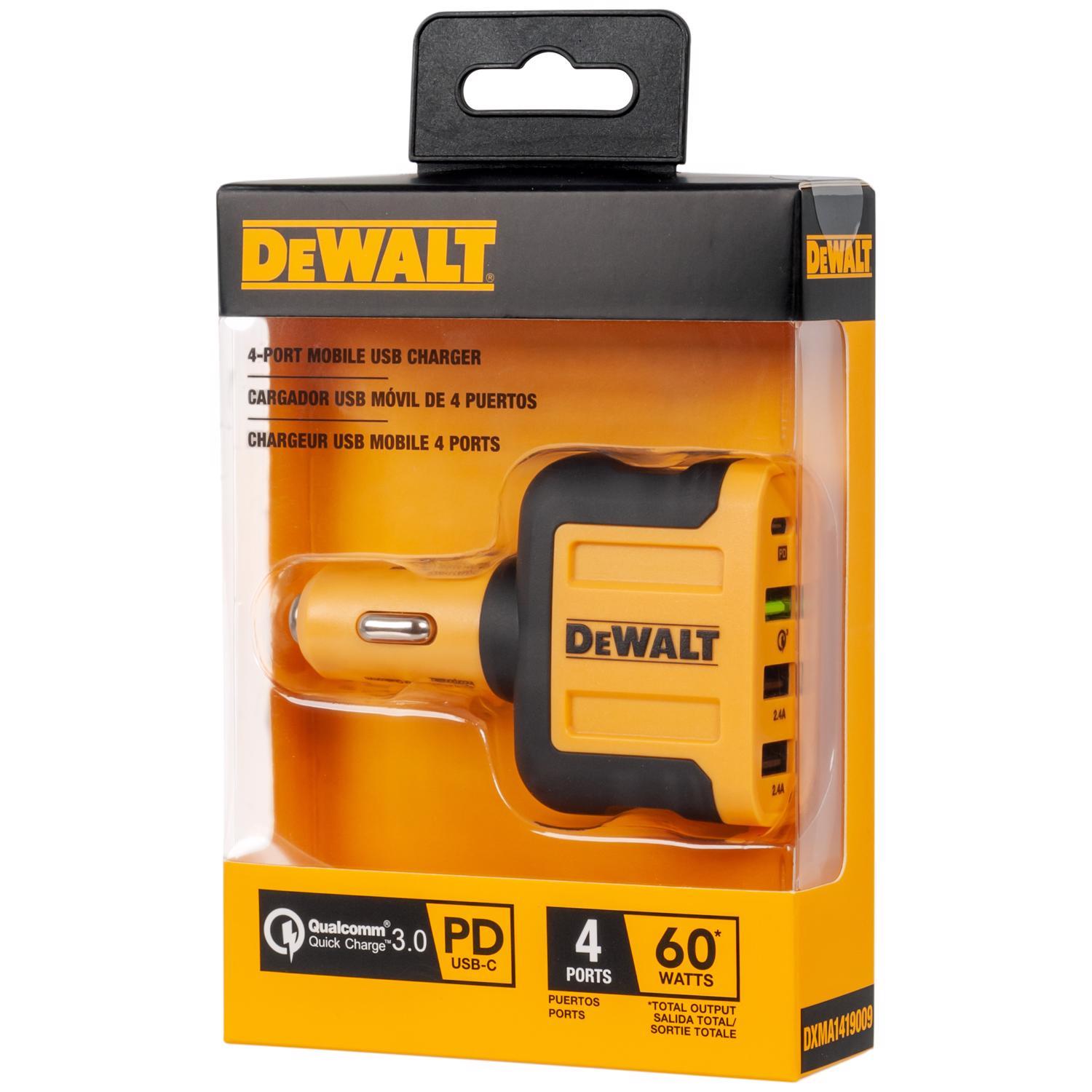 DeWalt 4 Port Car Cell Phone Charger 1 pk