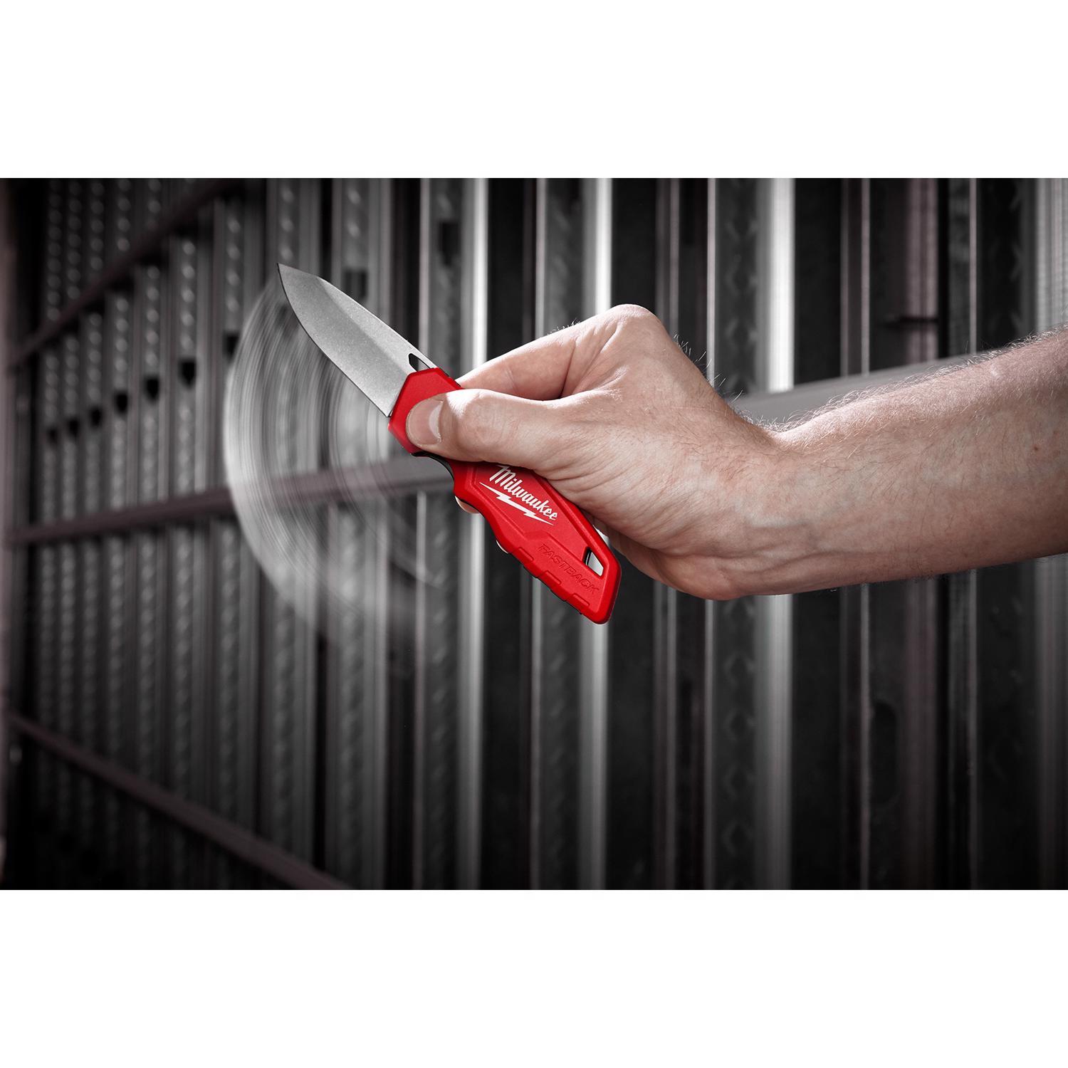 Milwaukee Fastback 7.75 in. Press and Flip Folding Pocket Knife Red 1 pc