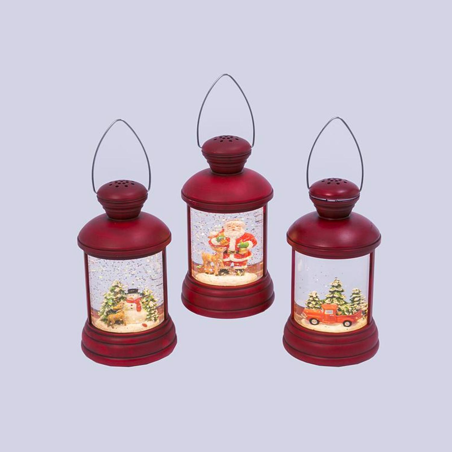 Gerson Red Spinning Lantern Snowglobe 7.4 in.