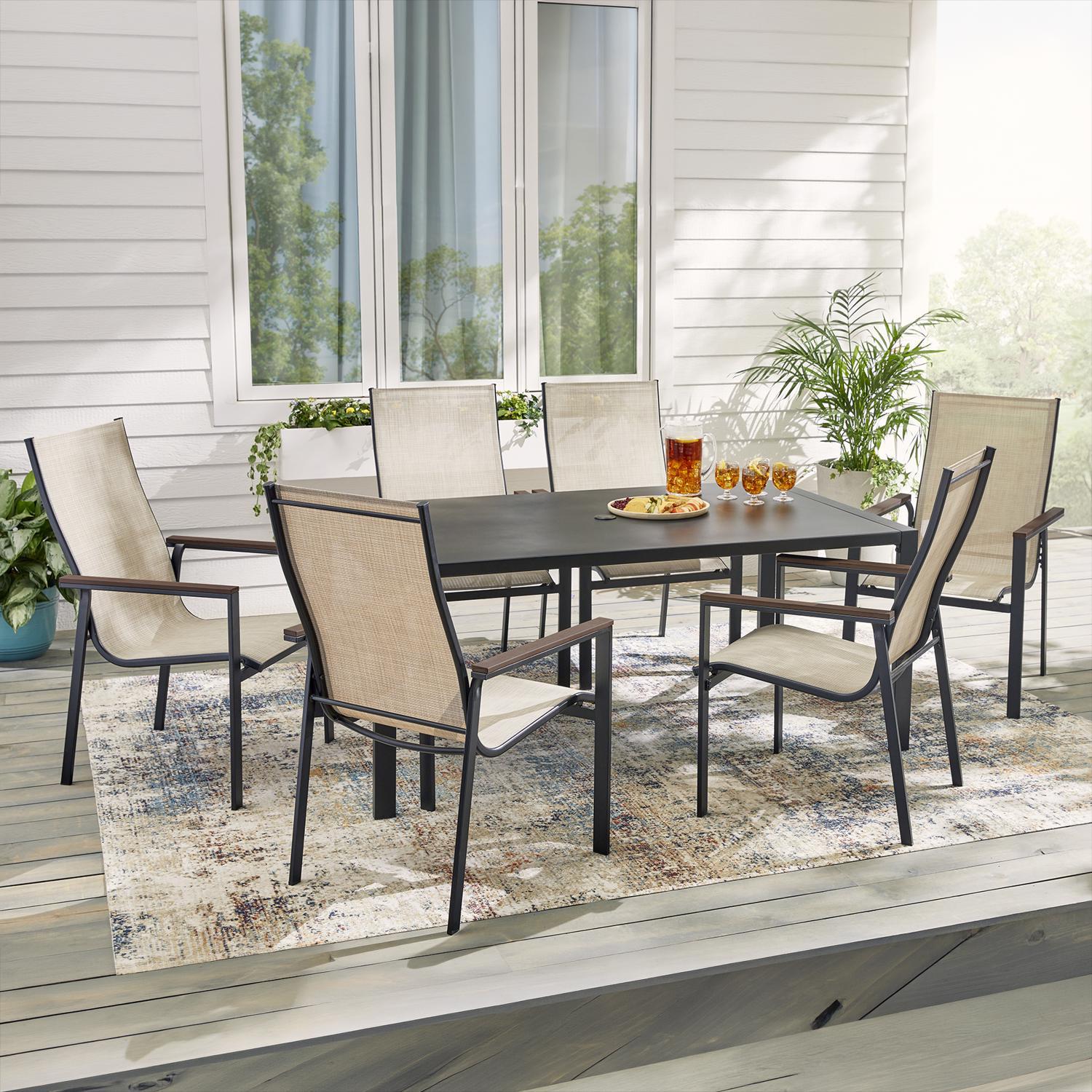 Living Accents Black Rectangular Steel Dining Table
