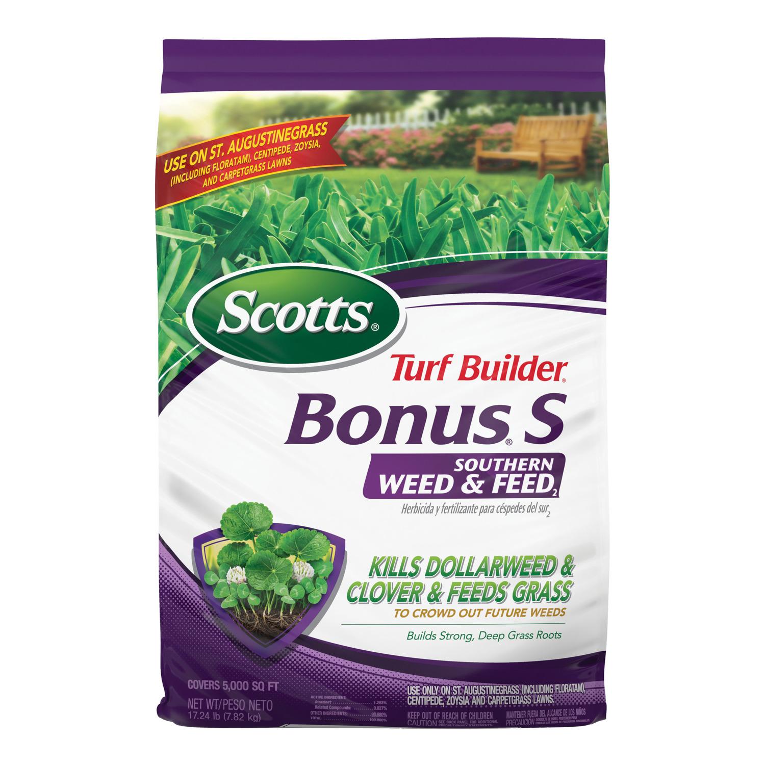Scotts Turf Builder Bonus S Weed & Feed Southern Lawn Food For Multiple Grass Types 5000 sq ft