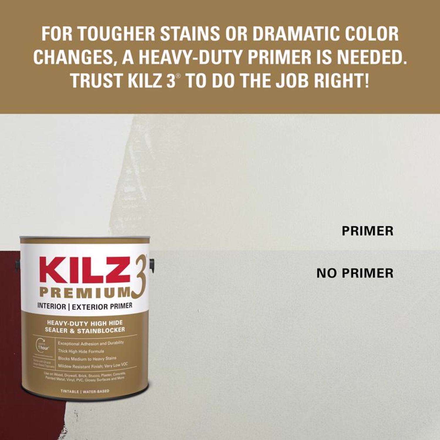 KILZ 3 Premium White Flat Water-Based Stain Blocking Primer 1 qt