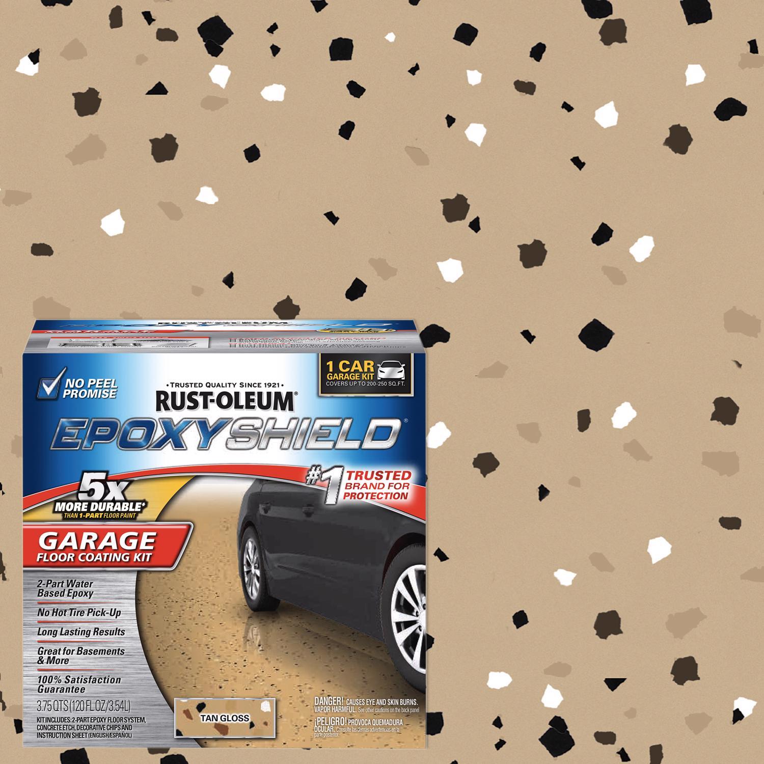 Rust-Oleum EpoxyShield Gloss Tan Water-Based Amine Cured Epoxy Garage Floor Coating Kit 1 gal