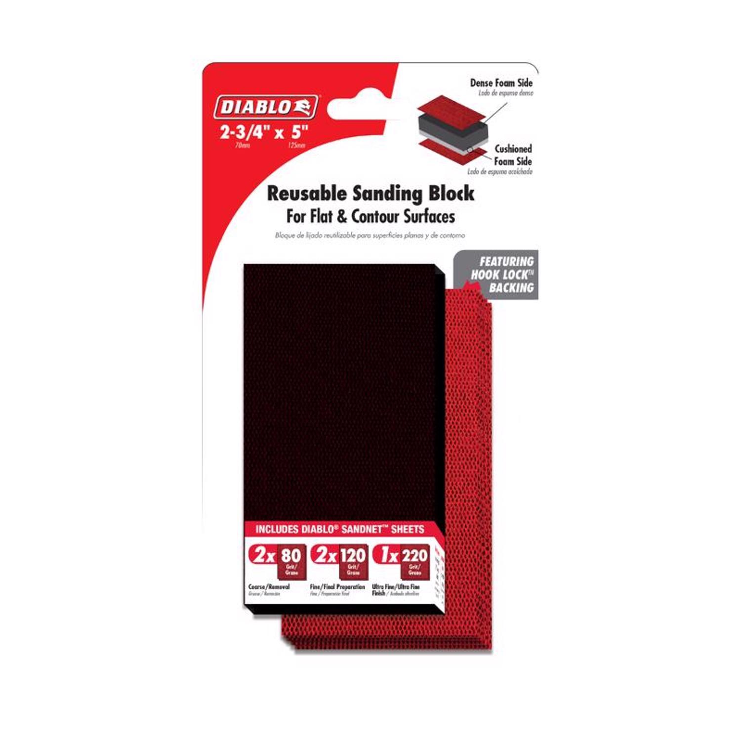 Diablo Reusable 5 in. L X 2-3/4 in. W Wet/Dry Hand Sanding Pad
