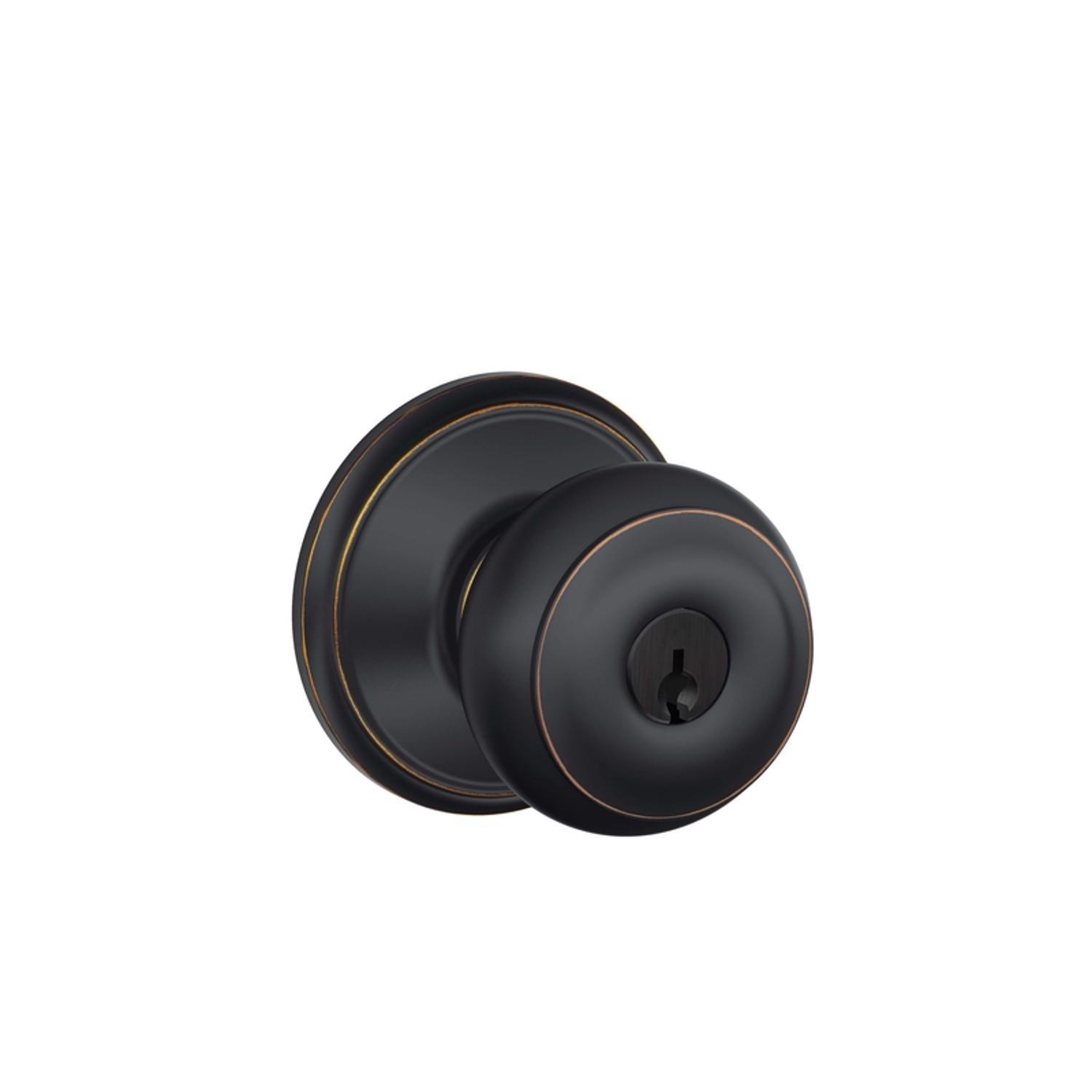 Schlage Georgian Aged Bronze Entry Door Knob 1-3/4 in.