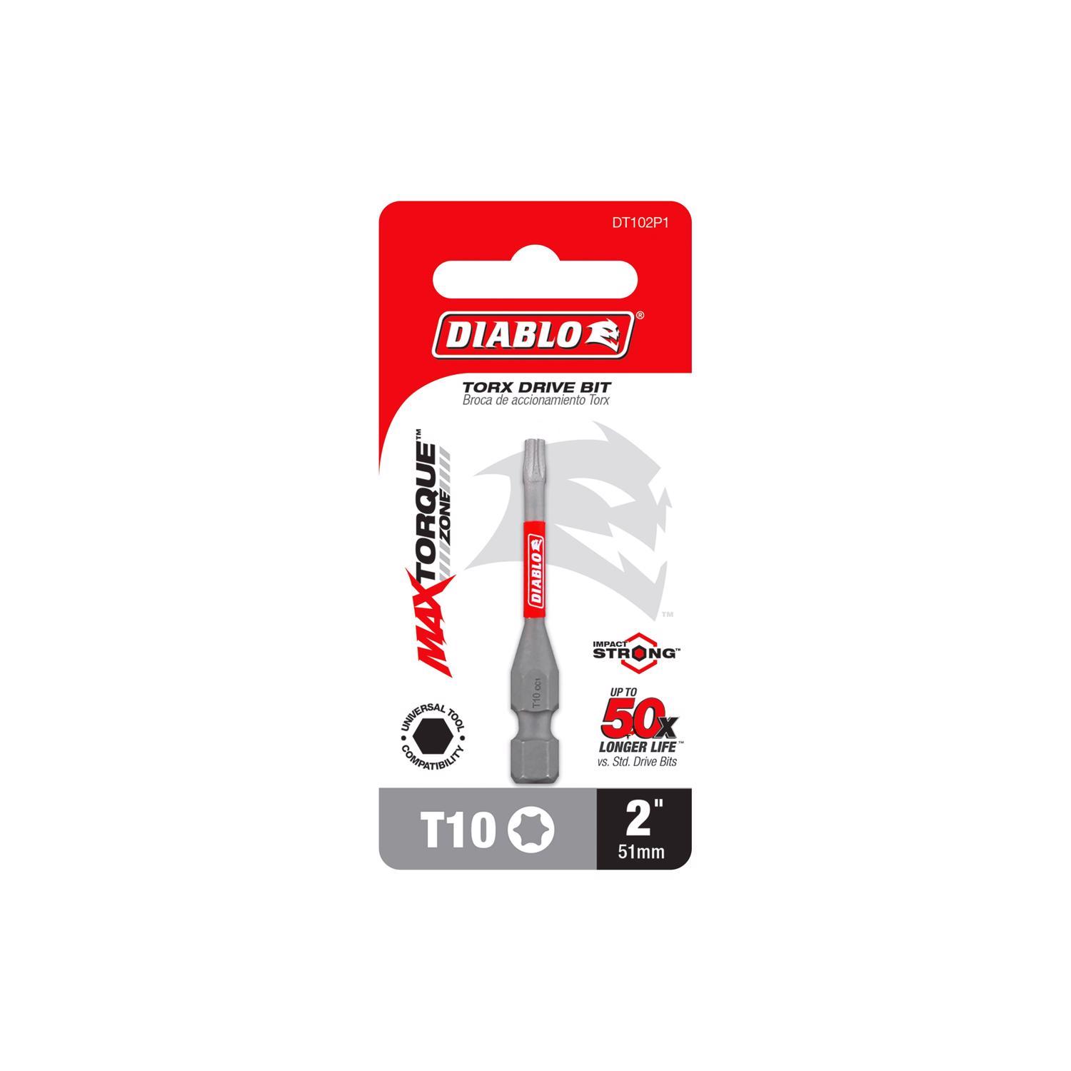 Diablo Torx #10 X 2 in. L Driver Bit Black Oxide 1 pc