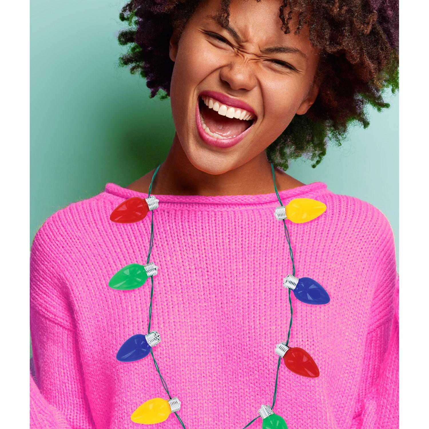 DM Merchandising Lotsa Lites CHRISTMAS Jumbo Light Up Necklace Plastic 1 pk