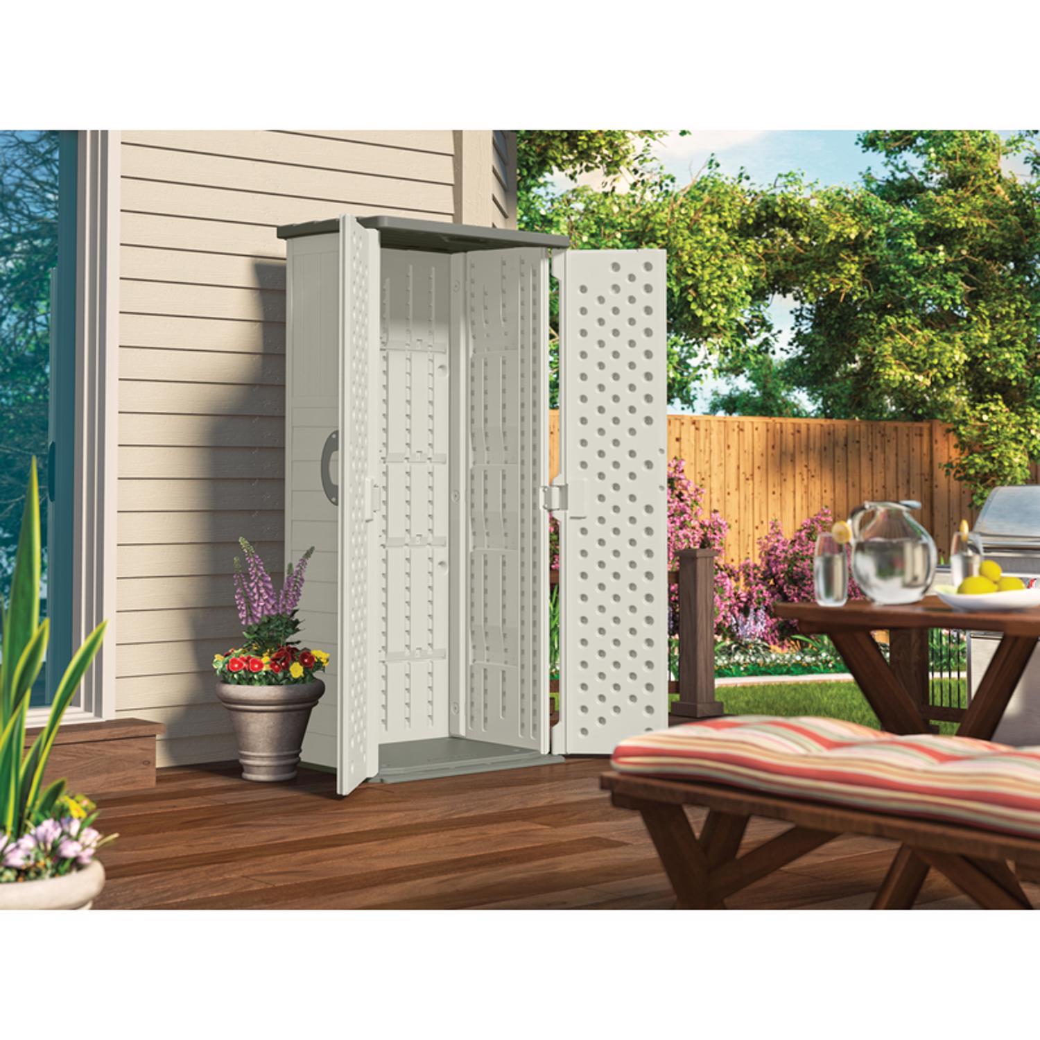 Suncast 2 ft. x 2 ft. Resin Vertical Pent Storage Shed with Floor Kit