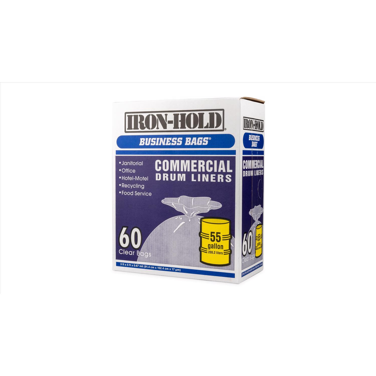 Iron-Hold 55 gal No Scent Scent Drum Liners Twist Tie 60 pk 0.67 mil