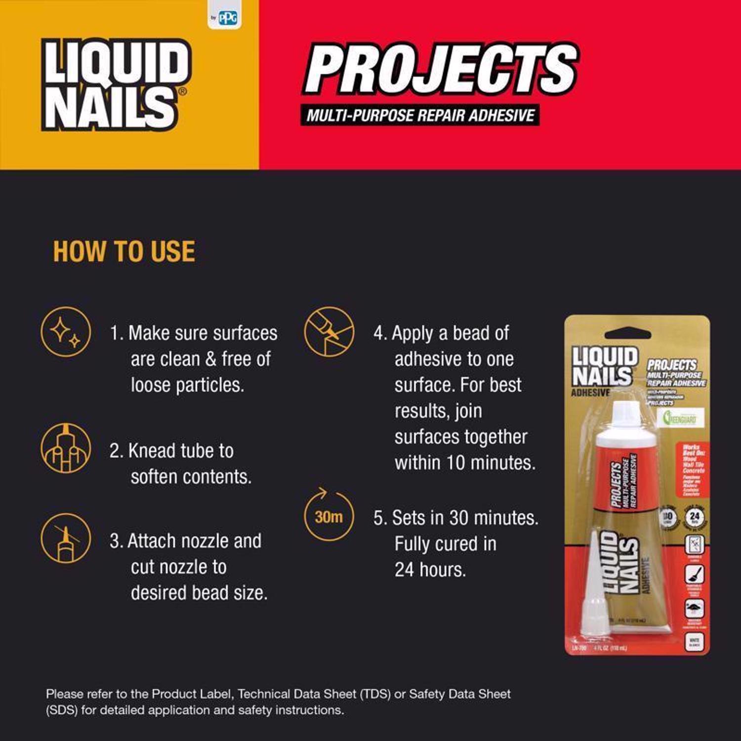 Liquid Nails Small Projects High Strength Latex White Adhesive 4 oz