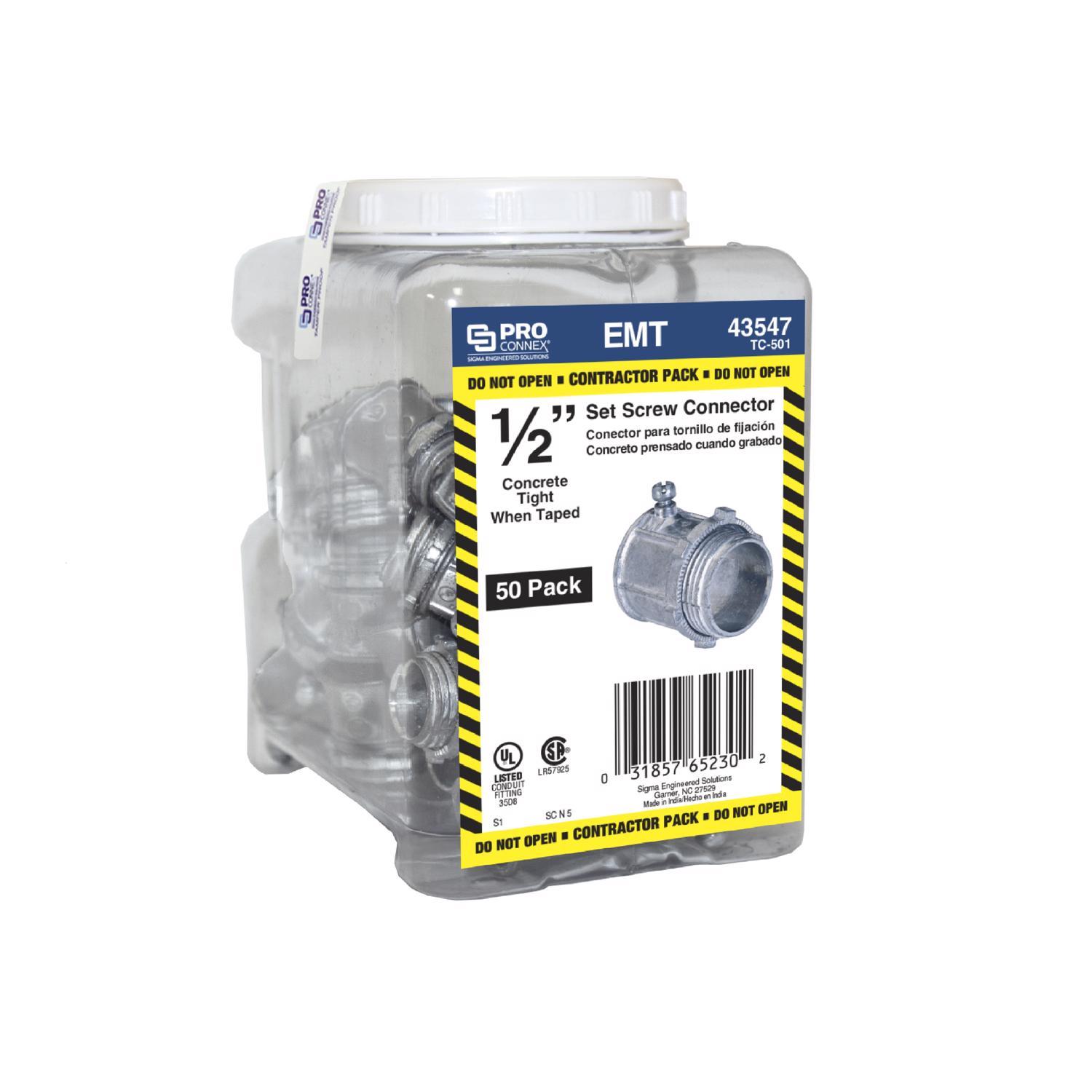 Sigma Engineered Solutions 1/2 in. D Die-Cast Zinc Set Screw Connector For EMT 50 pk