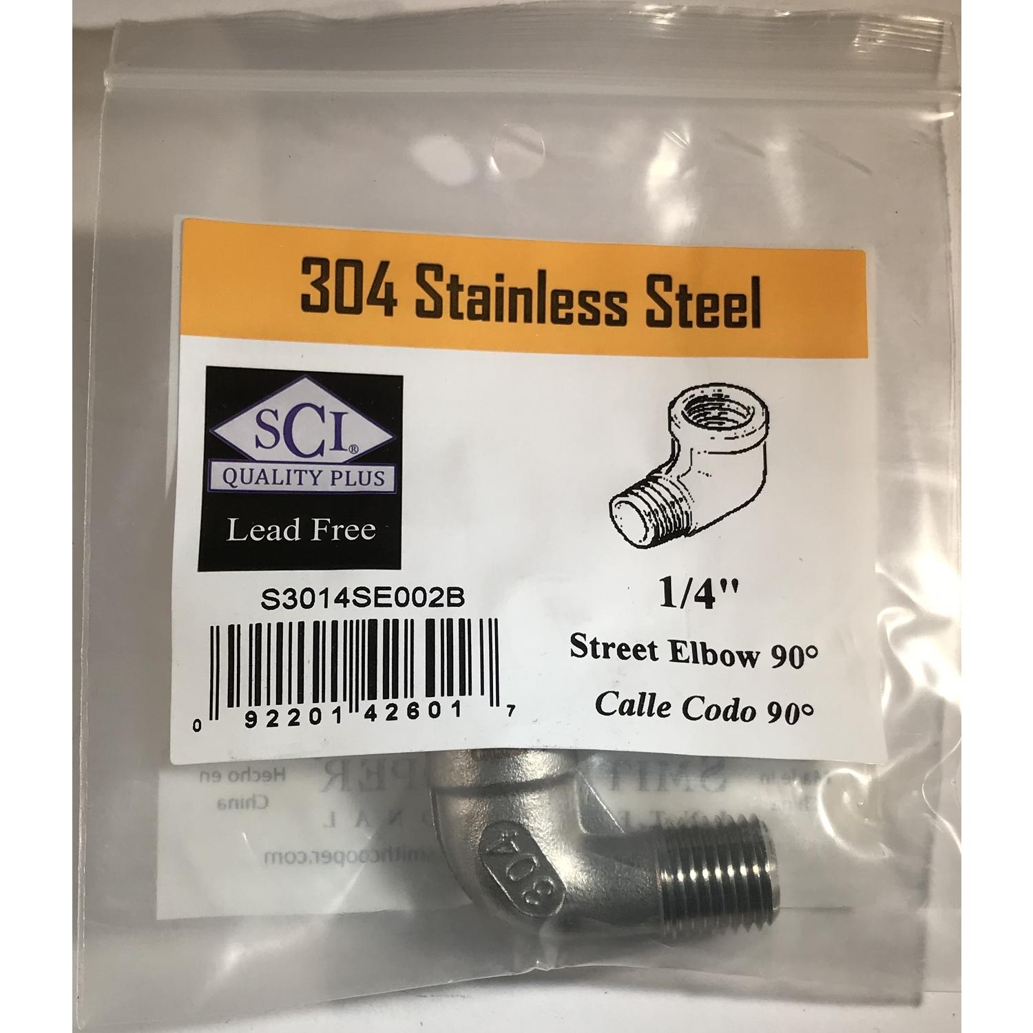 Smith-Cooper 1/4 in. FPT X 1/4 in. D FPT Stainless Steel Street Elbow
