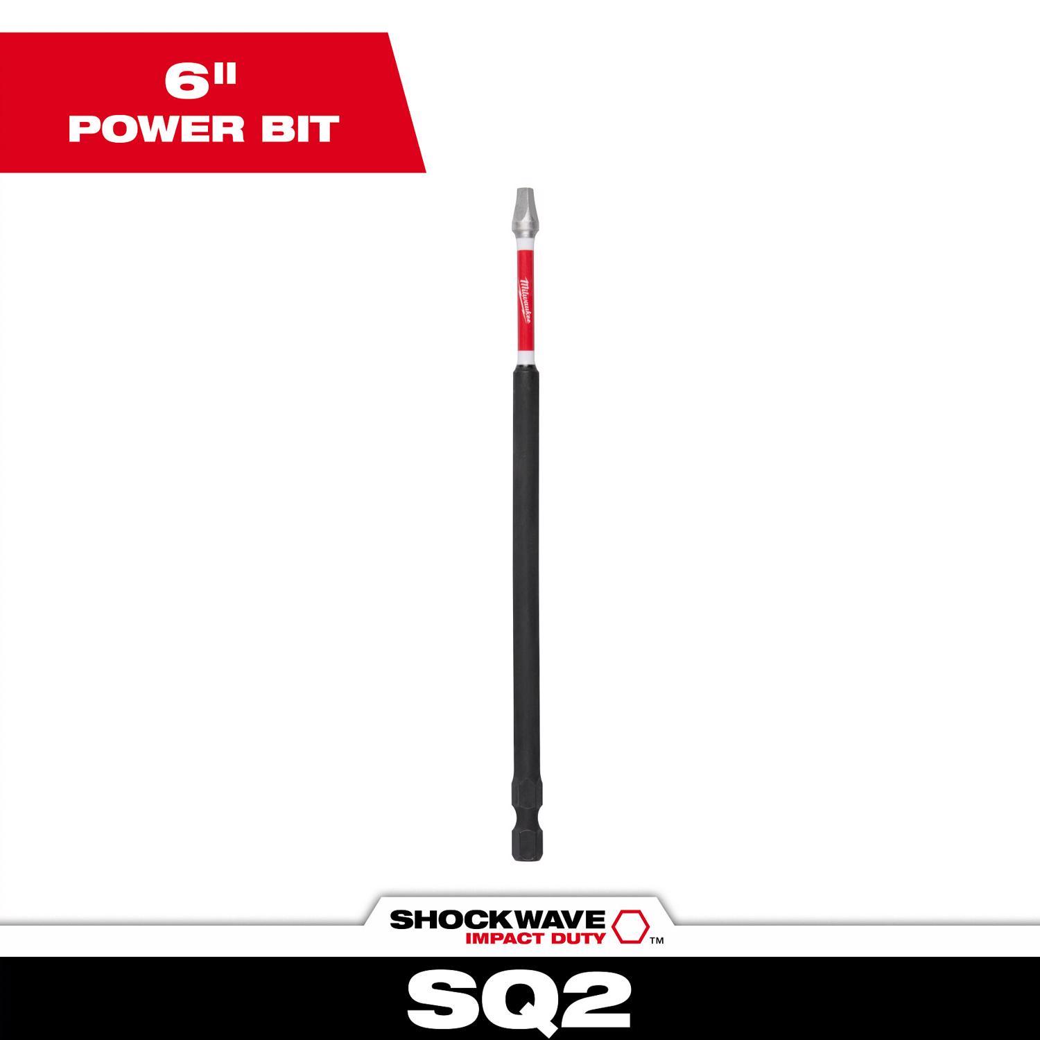 Milwaukee Shockwave Square #2 X 6 in. L Screwdriver Bit Steel 1 pc