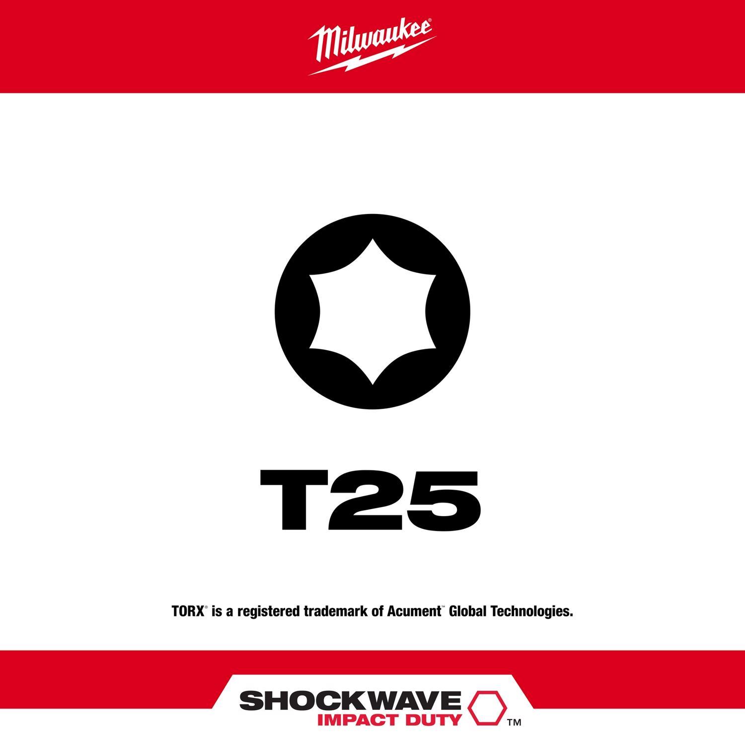Milwaukee Shockwave Torx T25 X 2 in. L Screwdriver Bit Steel 1 pc