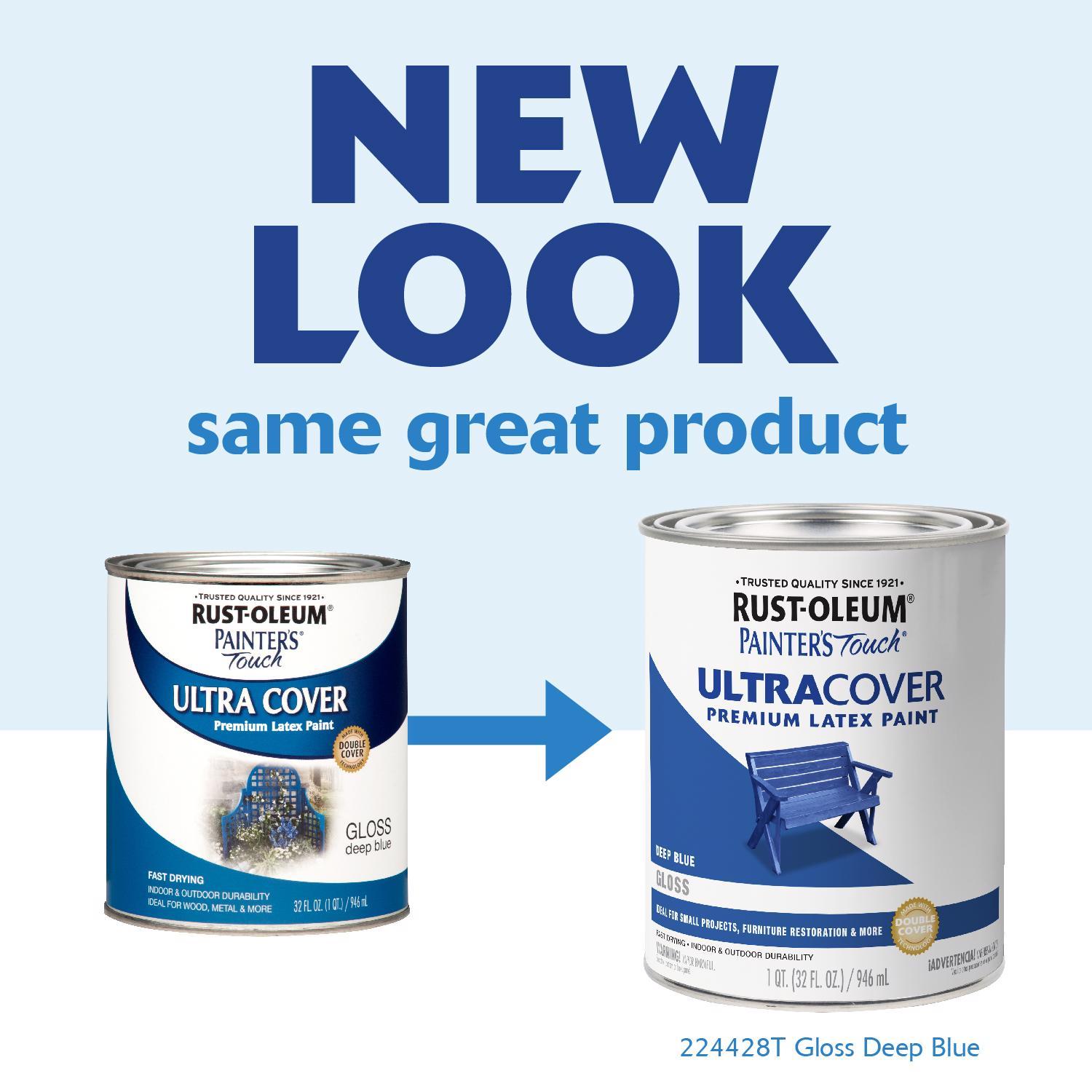 Rust-Oleum Painters Touch Gloss Deep Blue Water-Based Ultra Cover Paint Exterior and Interior 1 qt