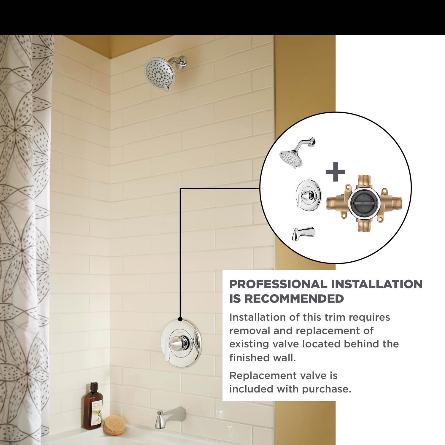 American Standard Chatfield Brushed Nickel Brass 3 settings Tub and Shower Trim Kit 1.8 gpm