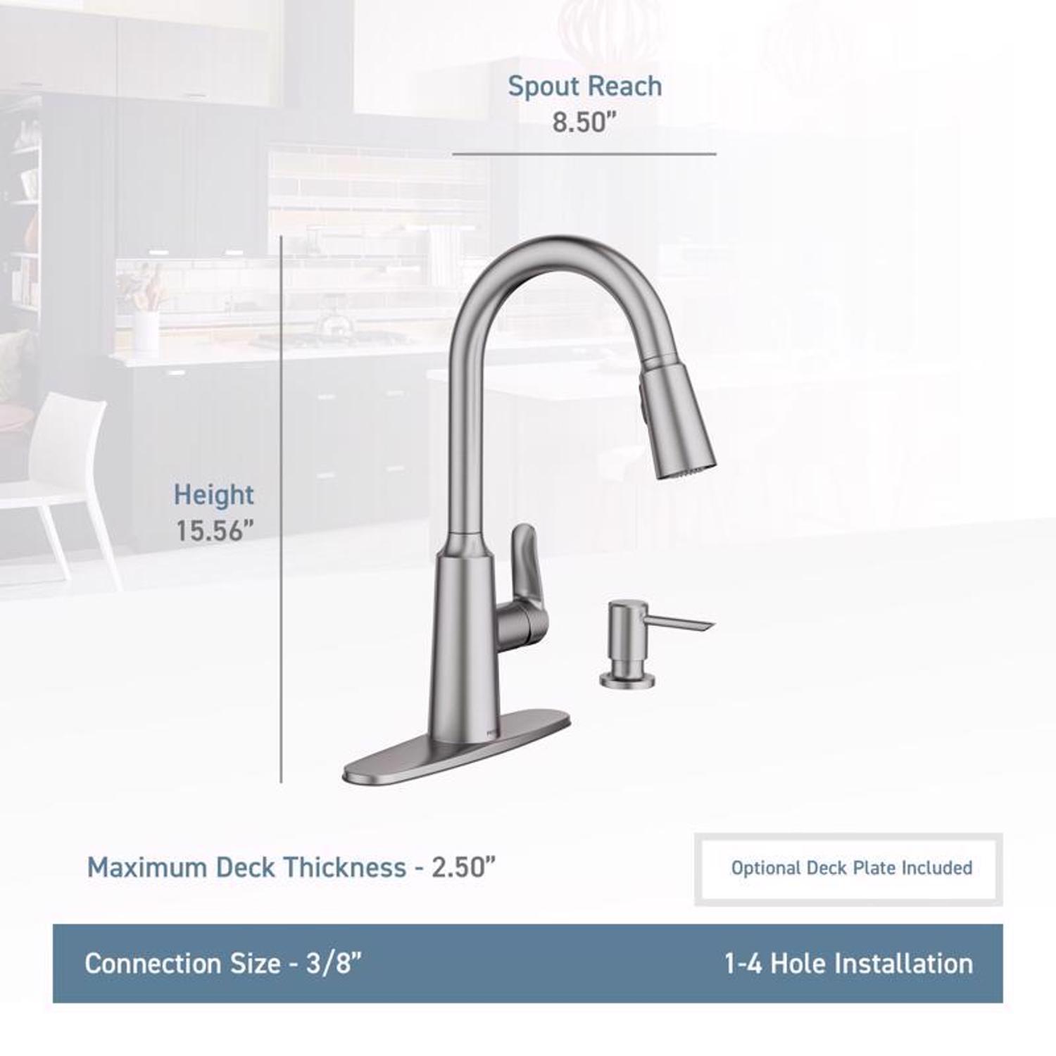 Moen Edwyn One Handle Stainless Steel Pull-Down Kitchen Faucet