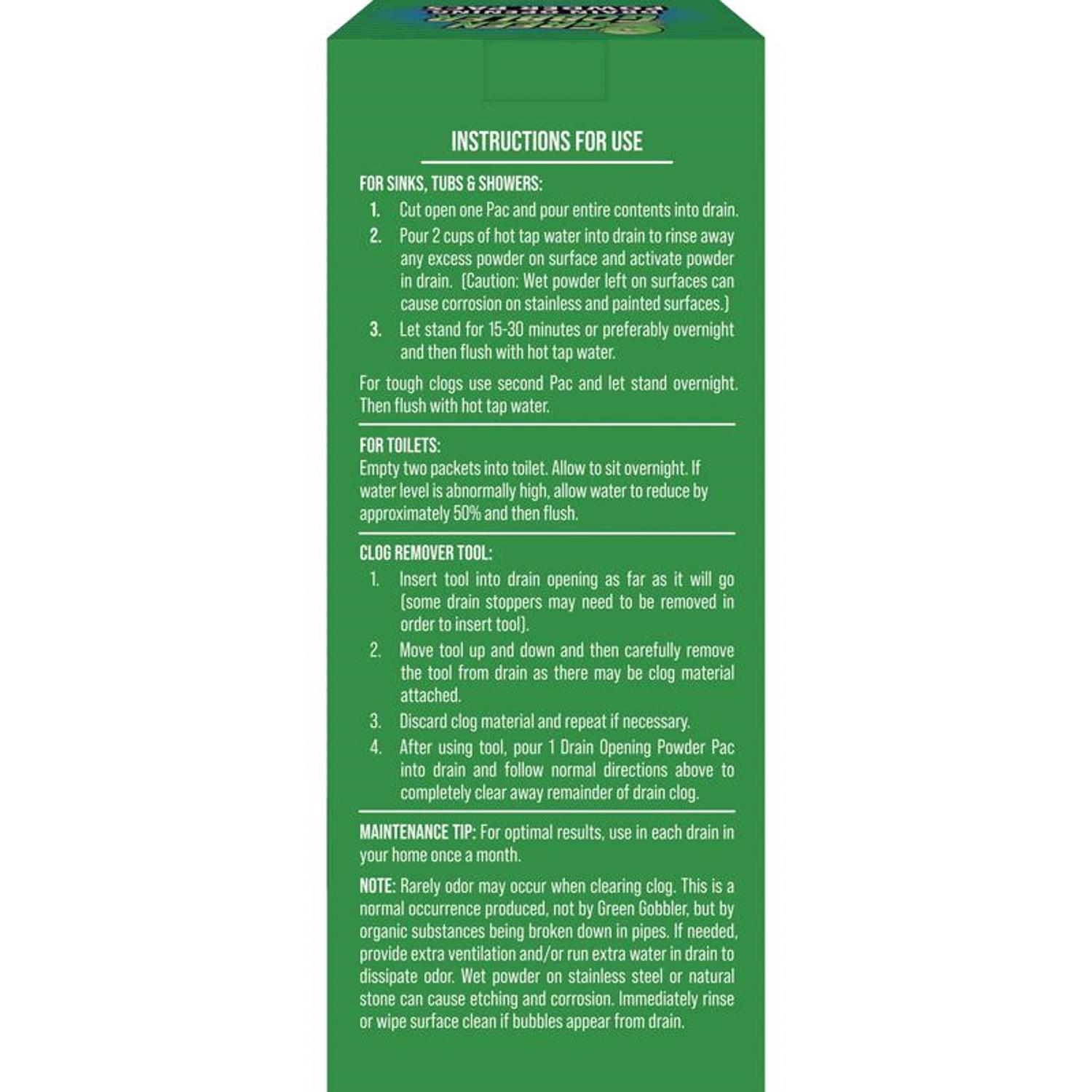 Green Gobbler Ecoworks Powder Drain Opener Pacs 6.53 oz 3 pk
