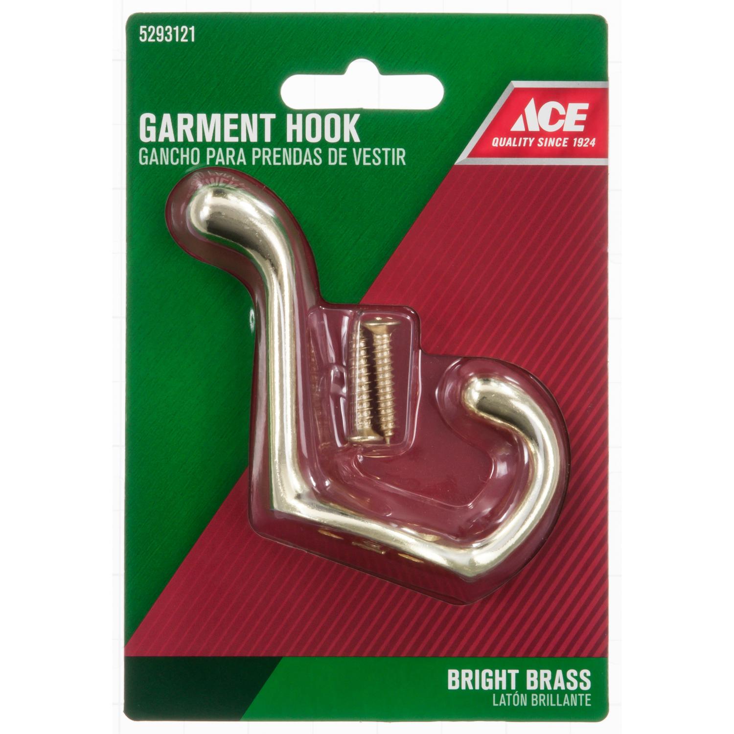 Ace 3 in. L Bright Brass Yellow Brass Medium Heavy Duty Coat and Hat Hook 1 pk