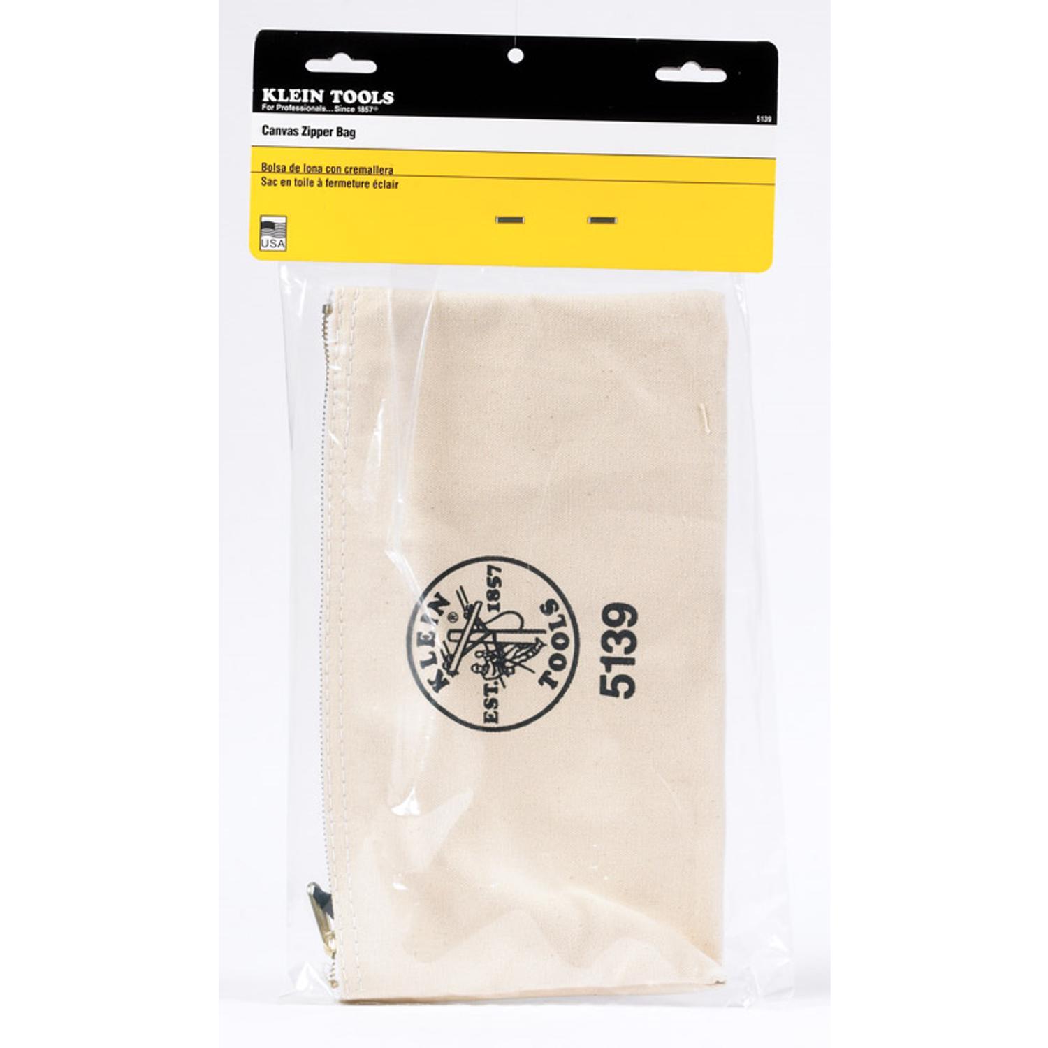 Klein Tools 4.25 in. W X 7 in. H Canvas Zippered Bag Natural 1 pc