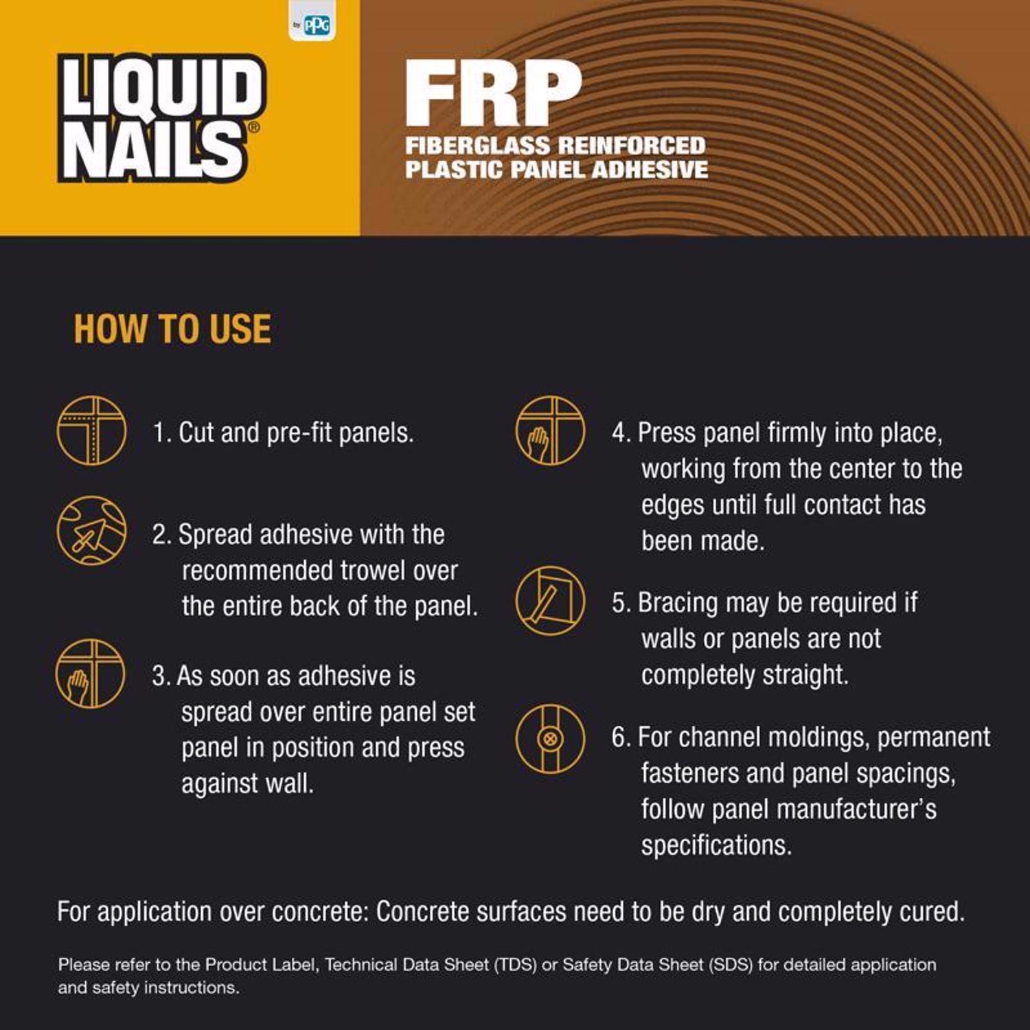 Liquid Nails FRP Fiberglass Reinforced Plastic Panel High Strength