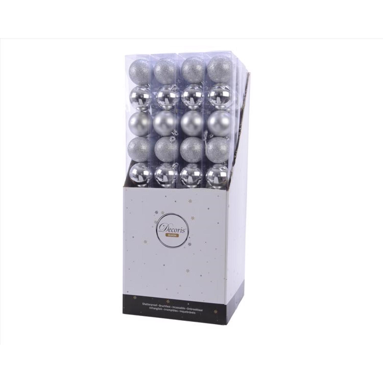Decoris Silver Shatterproof Baubles Ornaments 2 in.