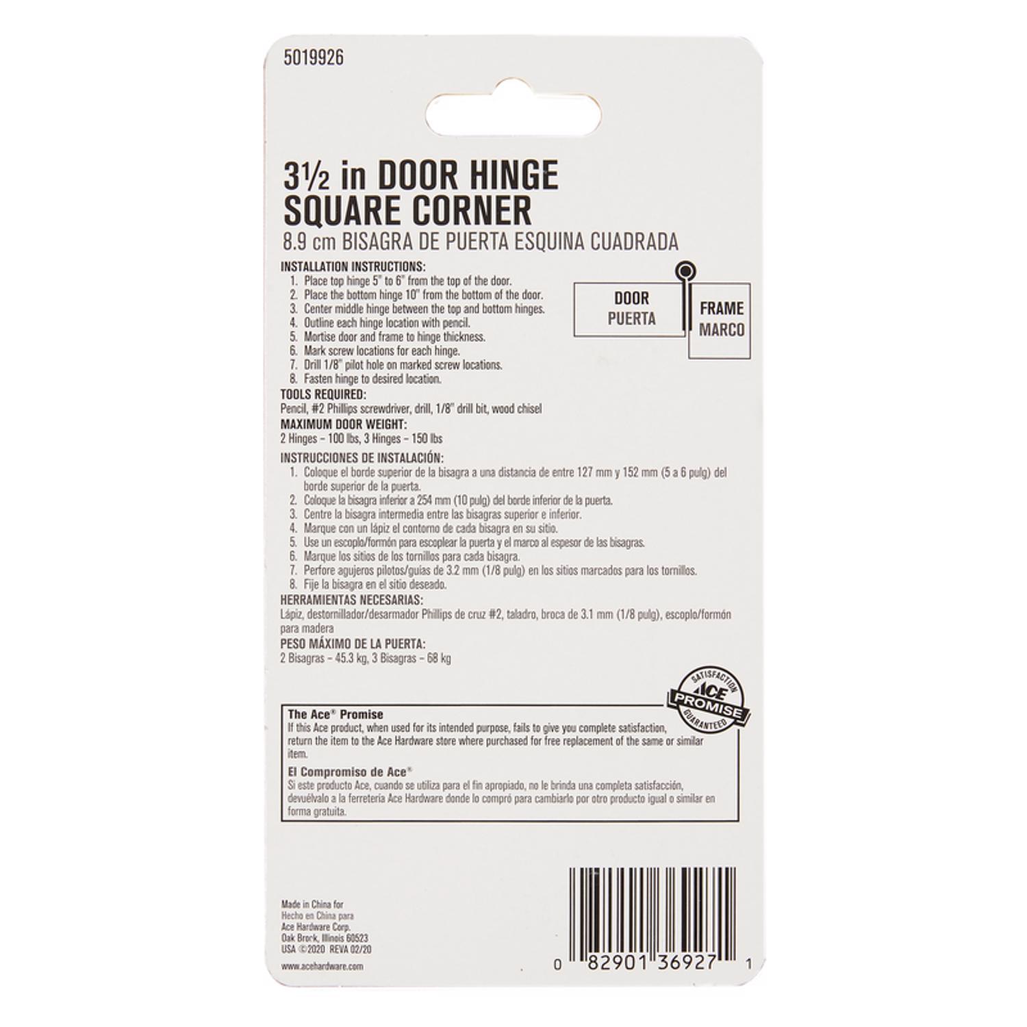 Ace 3-1/2 in. L Chrome Residential Door Hinge 1 pk