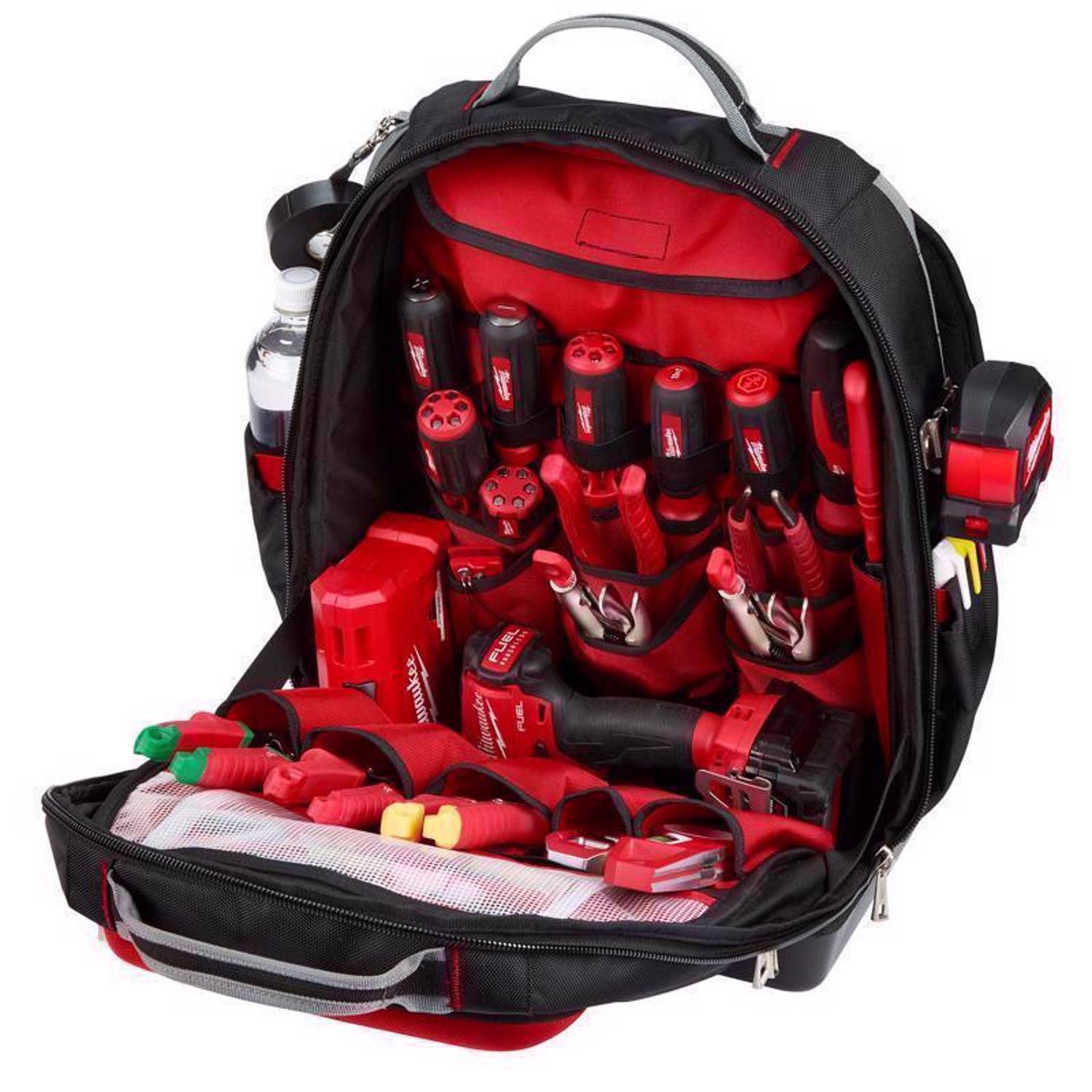 Milwaukee Ultimate Jobsite Ballistic Nylon Backpack 48 pocket Black/Red 1 pc