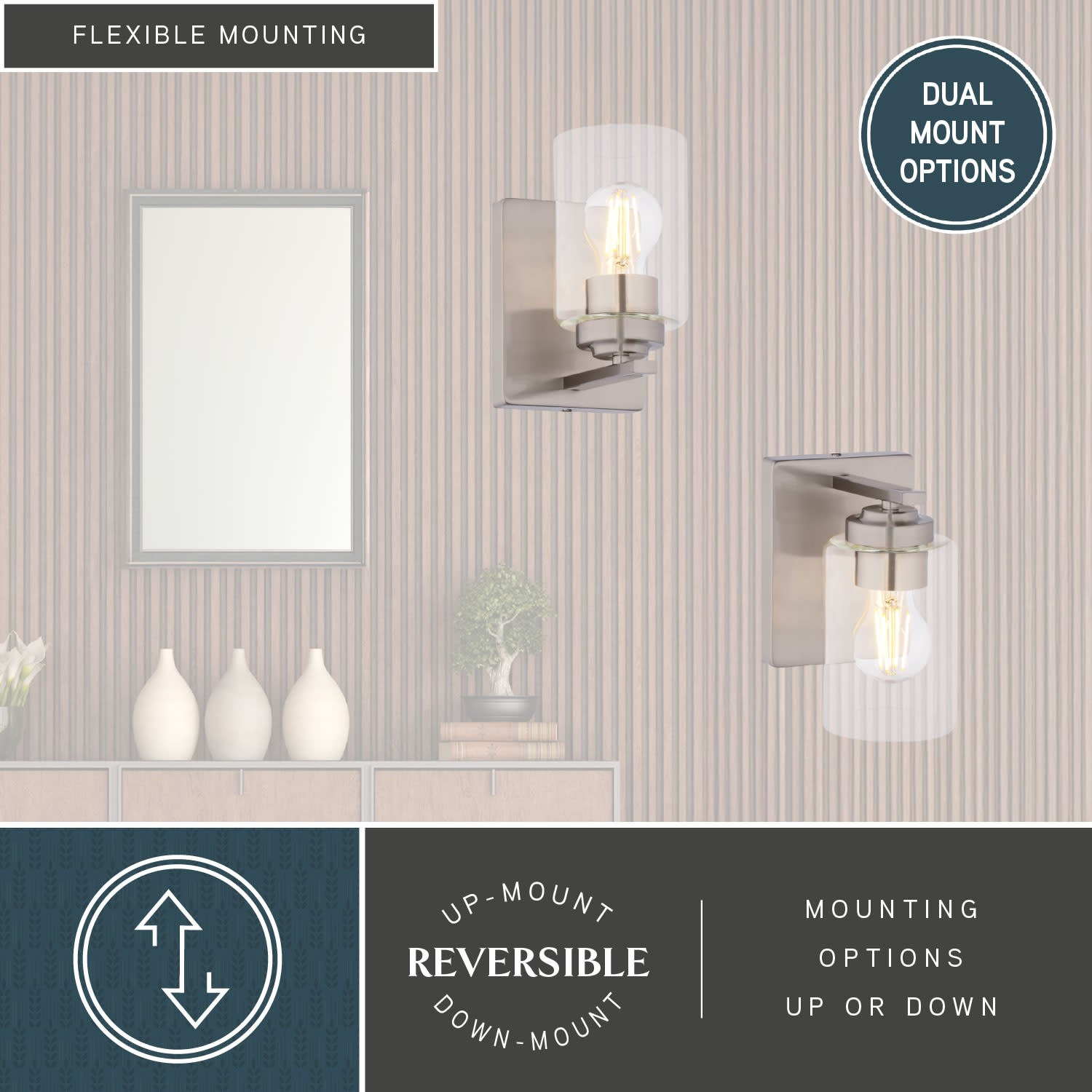 Vaxcel Lighting W0524 Park Ridge 8 in. Tall Bathroom Sconce - Nickel