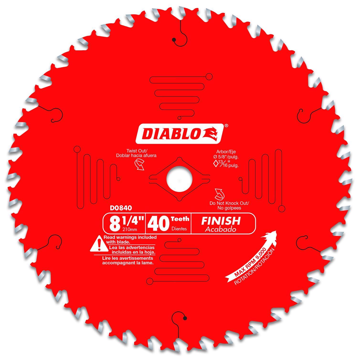 Diablo 8-1/4 in. D X 5/8 in. TiCo Hi-Density Carbide Finishing Saw Blade 40 teeth 1 pk