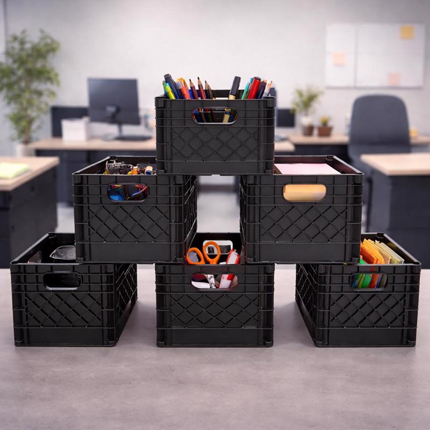 Organize-it Black Miniature Storage Bin 5.5 in. H X 6.5 in. W X 6.5 in. D Stackable